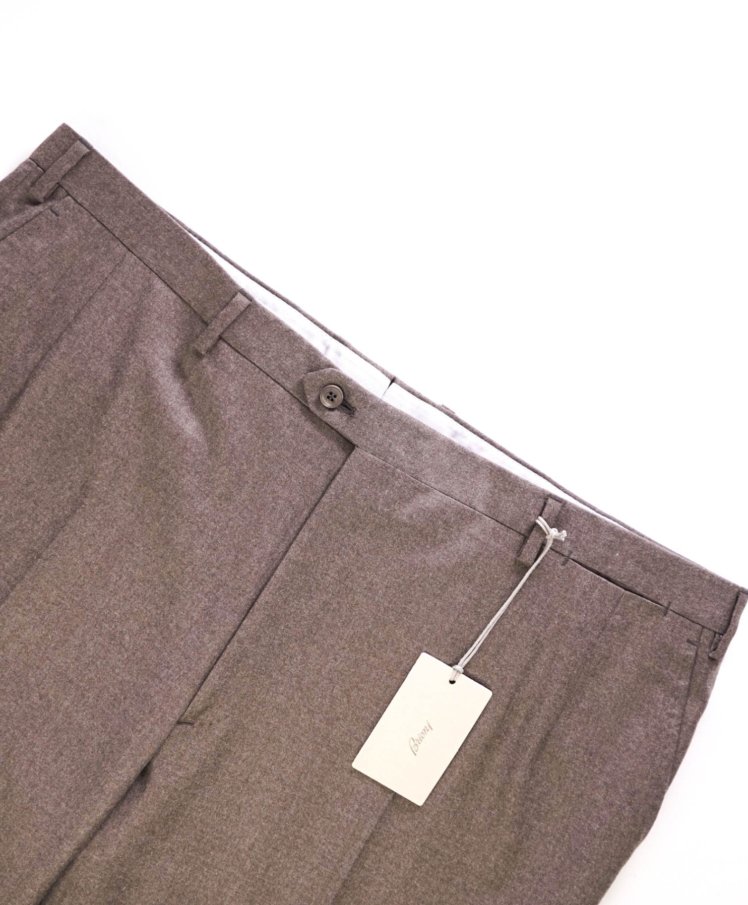 $1,050 BRIONI Solid Grey Wool Flat Front Dress Pants 42W