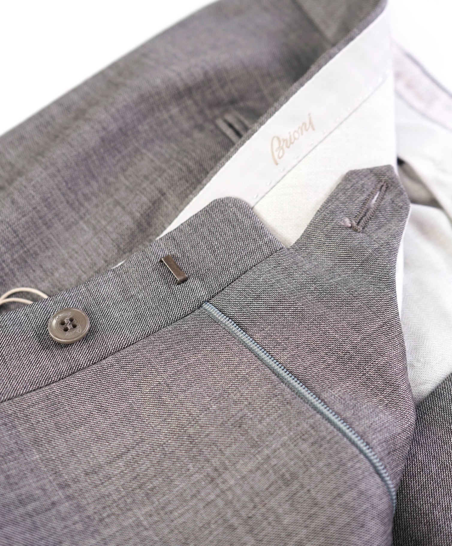 $1,050 Brioni Solid Gray Wool Dress Flat Front Pants 42W