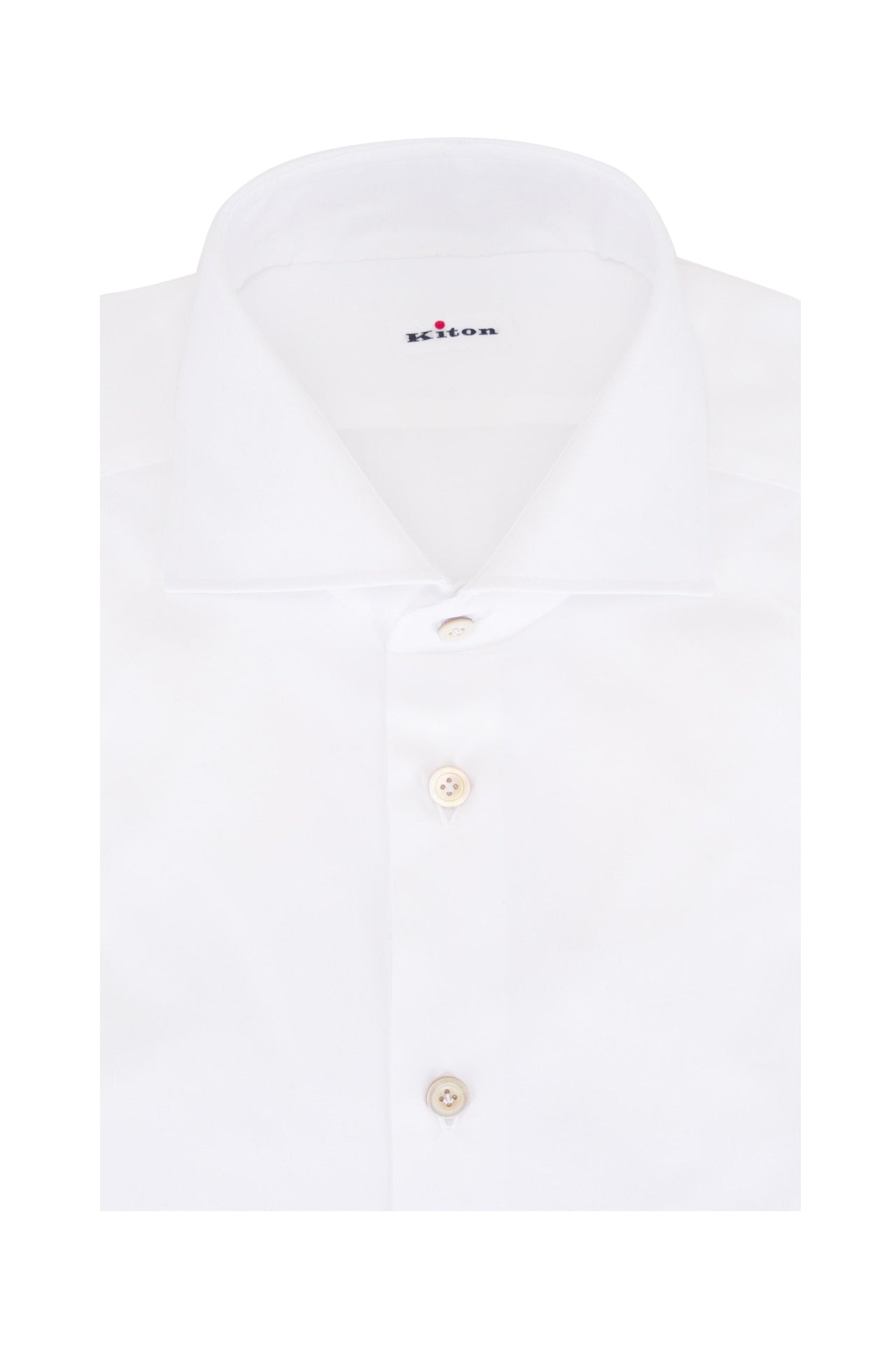$775 KITON Solid White Cotton MOP Button Shirt 17 US (43 Kiton)