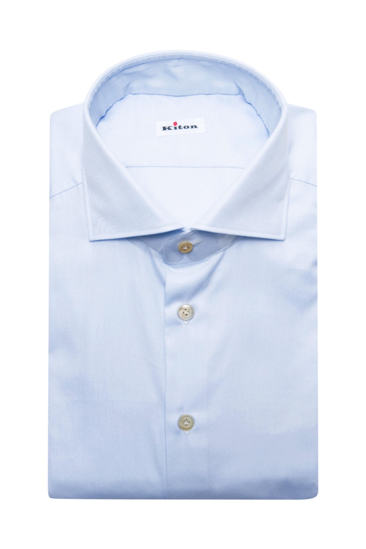 $775 KITON Light Blue MOP Button Cotton Dress Shirt 17 US (43 Kiton)