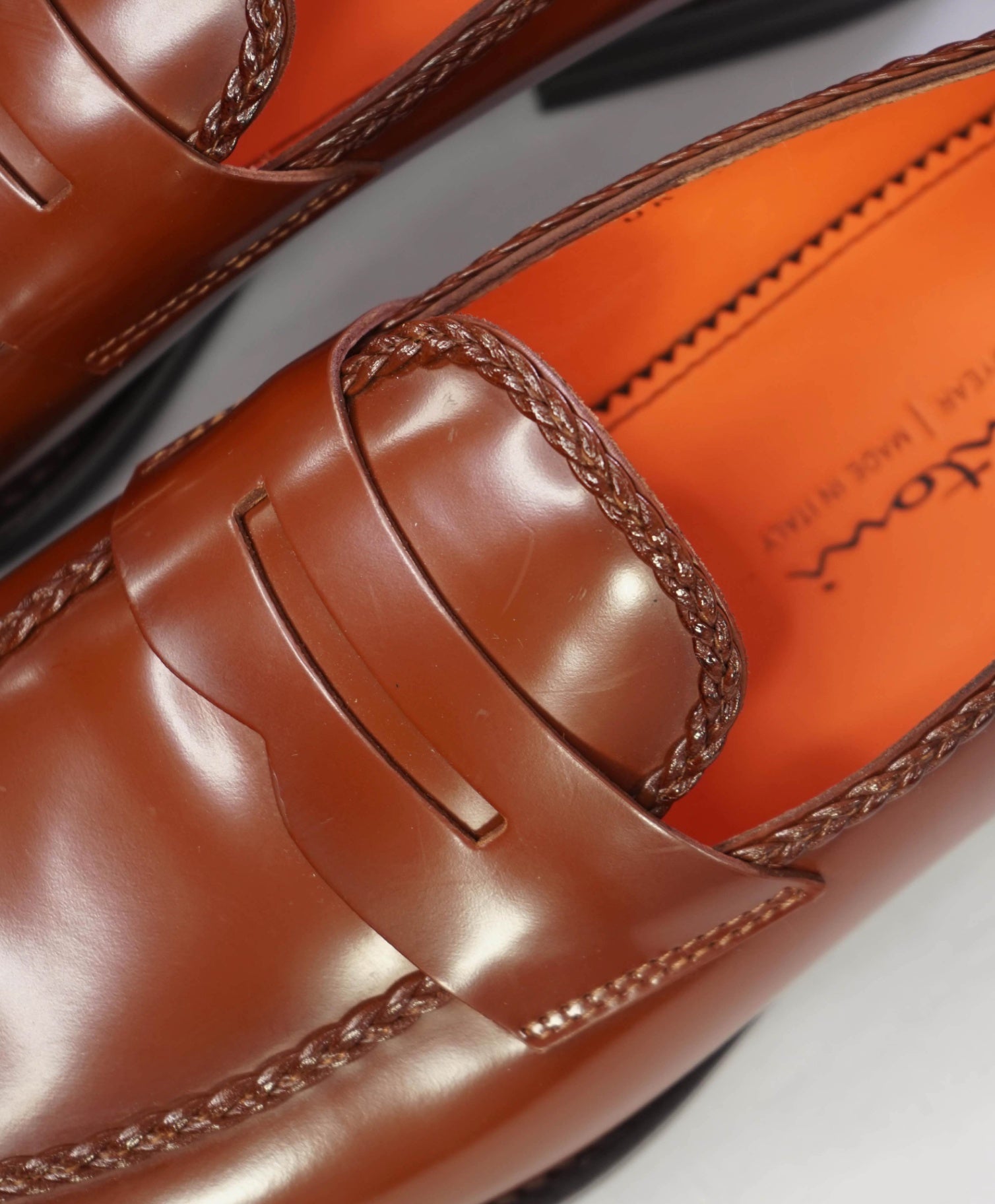 $1,295 Santoni "GOODYEAR" Brown Braided Lug Sole Loafer US 8.5 (UK7.5)