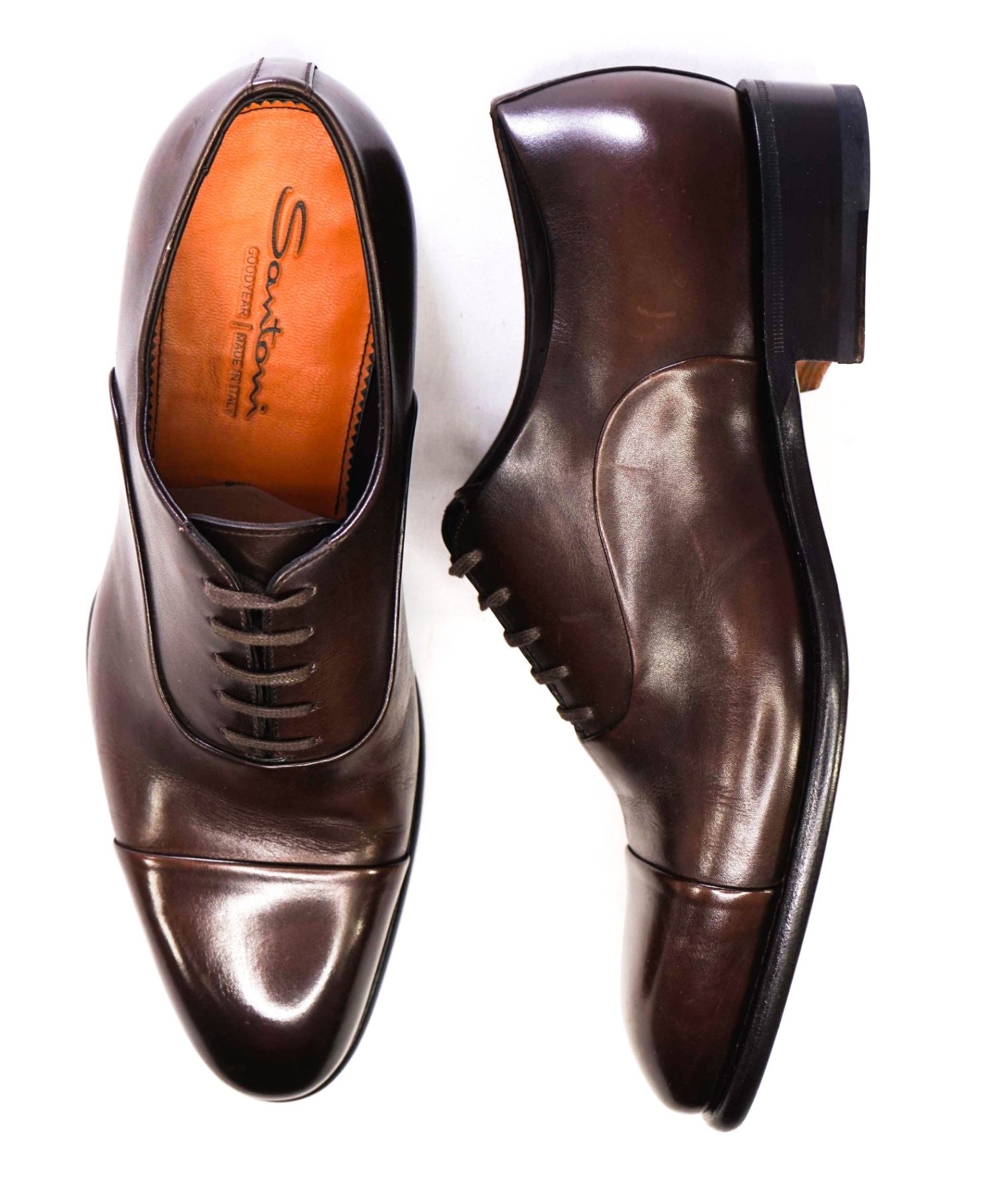 $1,295 Santoni Dark Brown "GOODYEAR" Leather Oxfords US 10 (9UK)