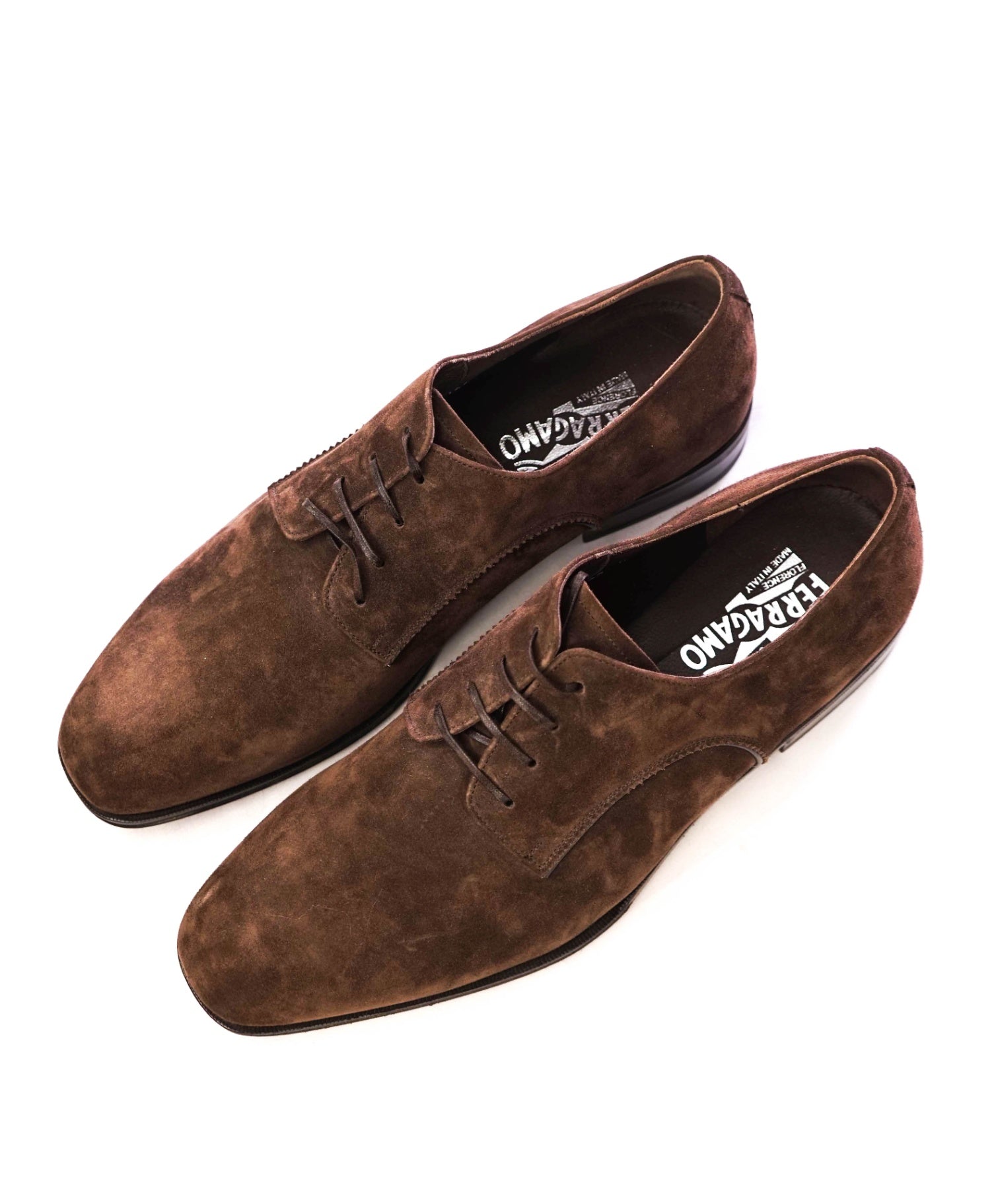 $880 Salvatore Ferragamo "DANIEL" Brown Suede Derbies 11.5 3E