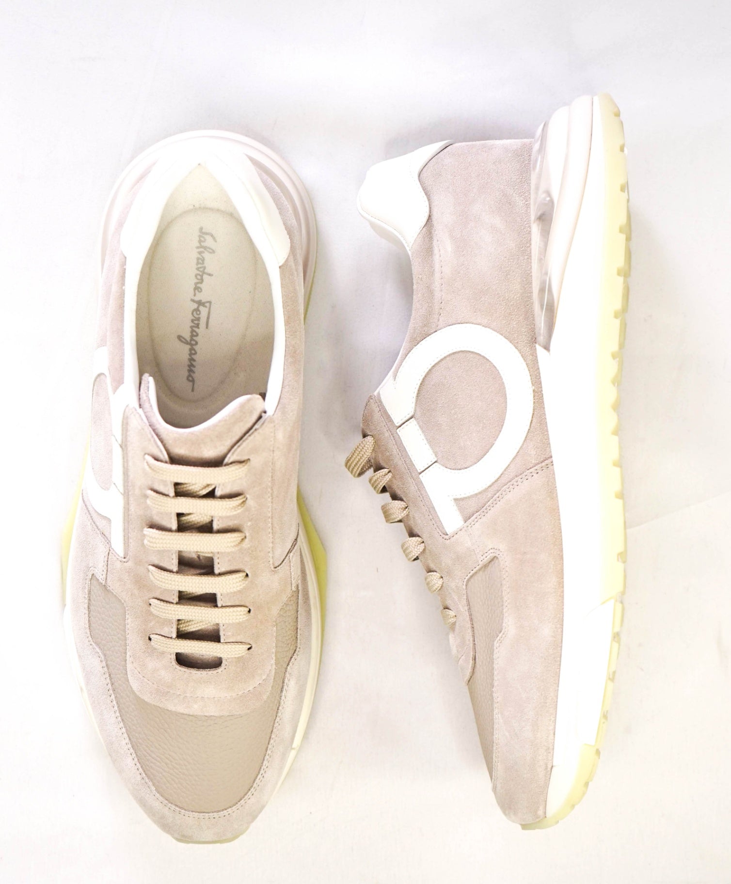 $850 Salvatore Ferragamo Grey Sneakers Suede Footwear 11 M