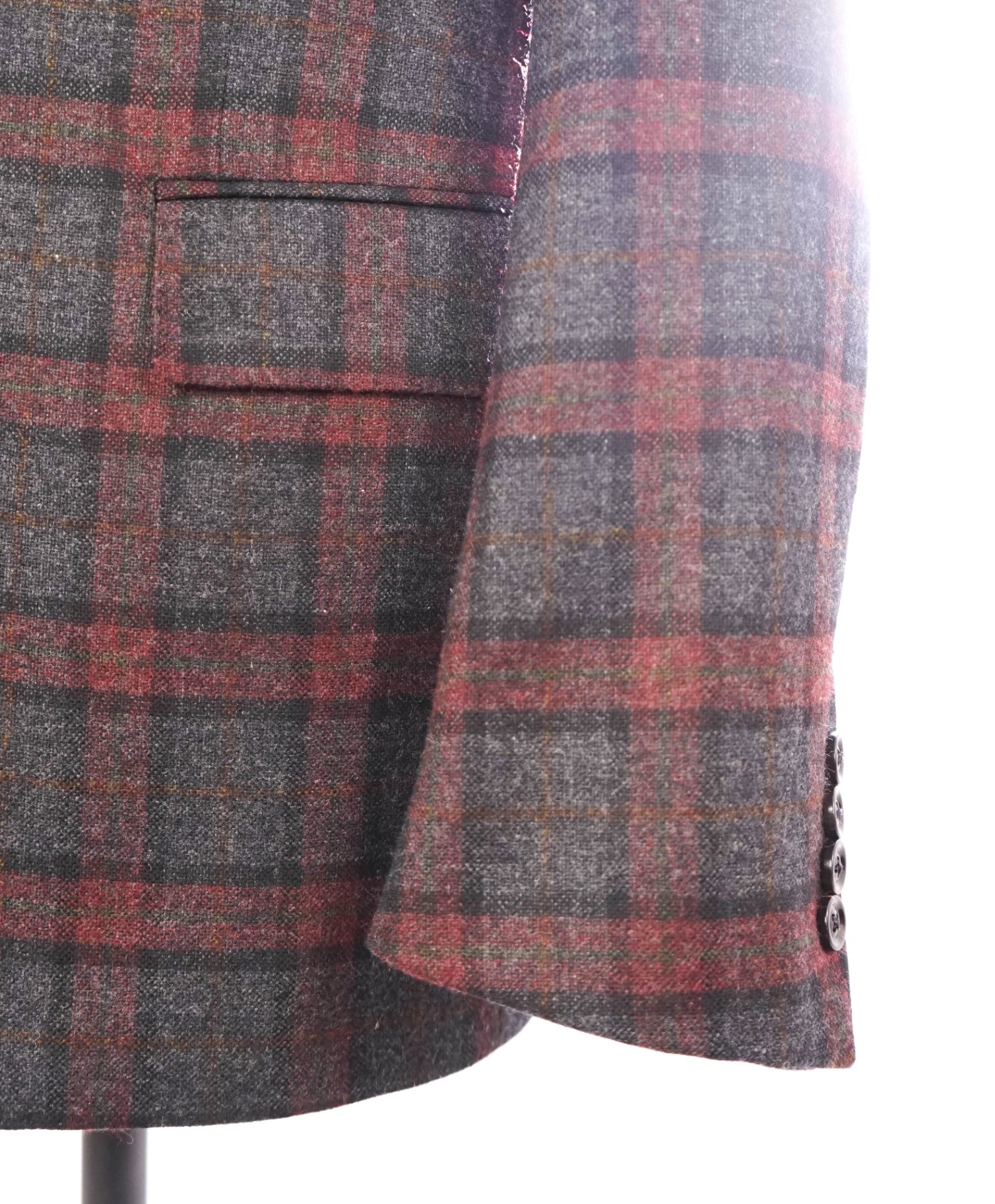 $4,000 Ermenegildo Zegna Red/Grey Plaid PURE Cashmere Blazer 44R