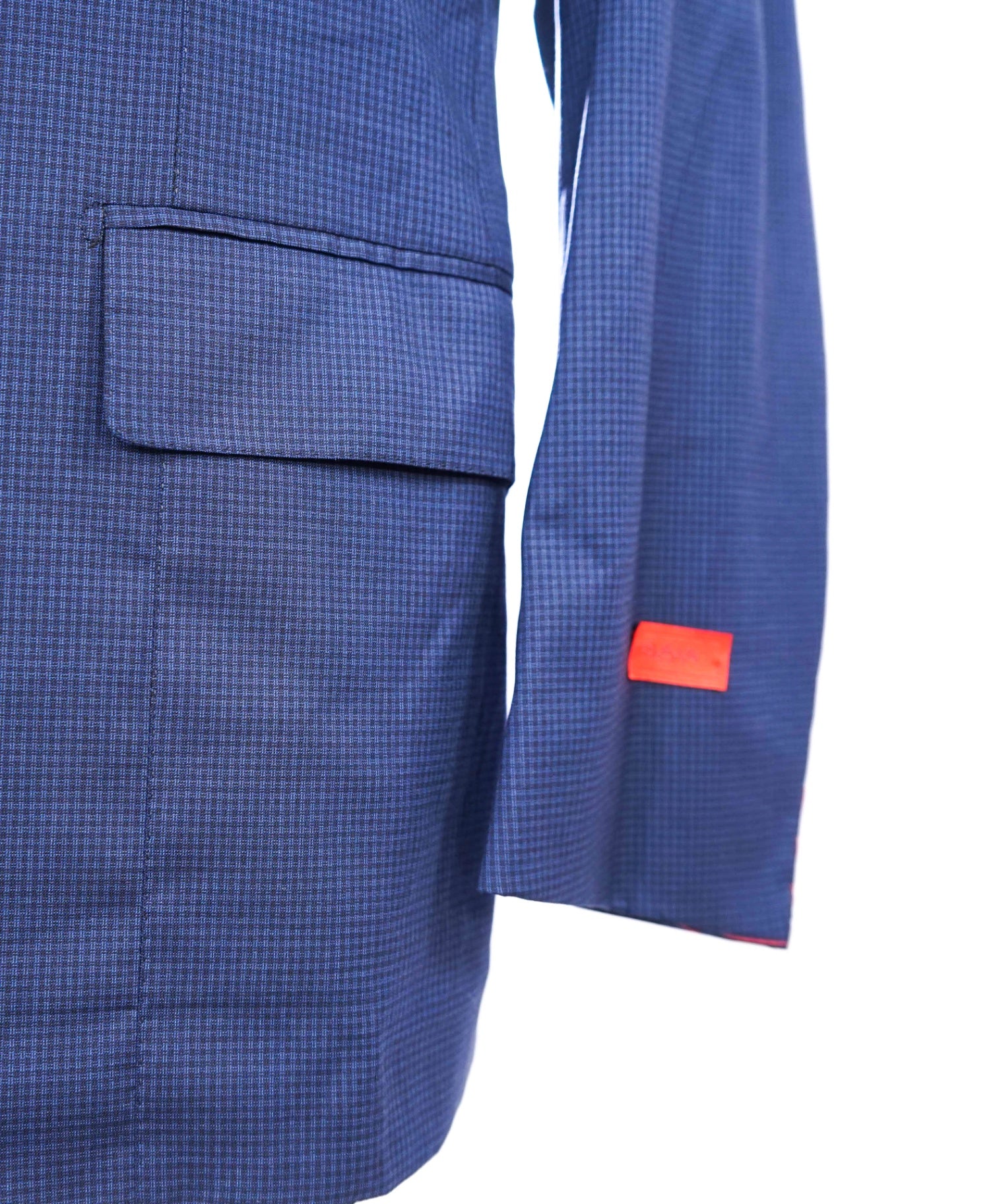 $3,995 ISAIA Navy Blue Check "Comfort Project" Wool/Silk Blazer 44R