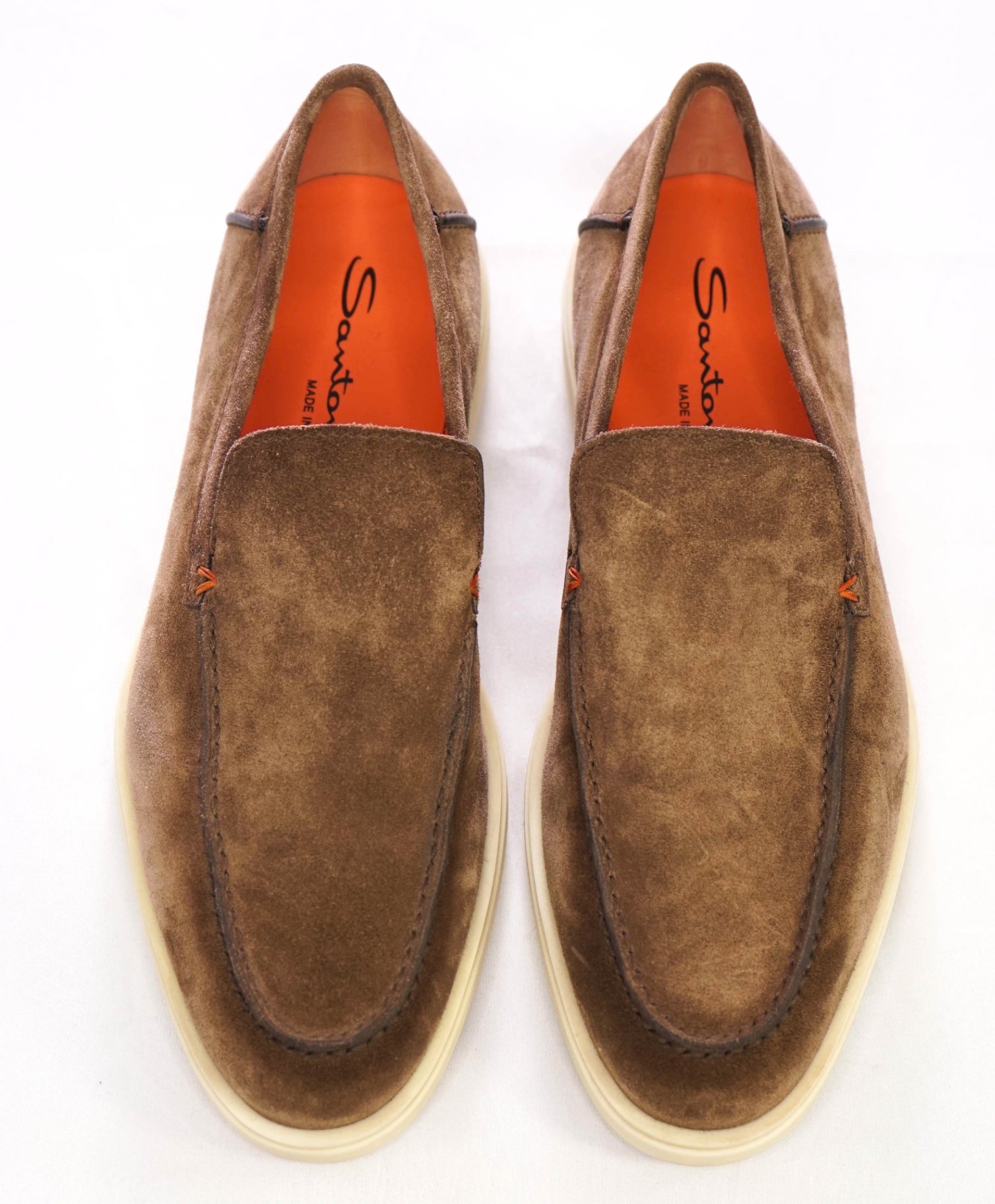 $850 Santoni Brown "SUMMER WALK" Suede Loafers US 8 (7UK)