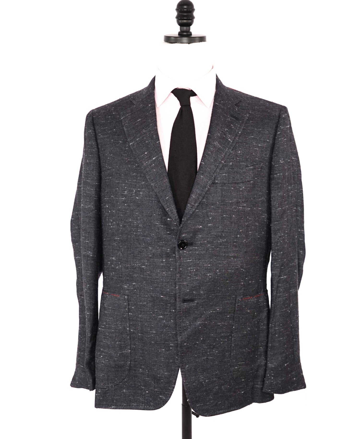 $4,500 ISAIA "Base Capri" Dark Grey Silk/Linen/Wool Blazer 42R