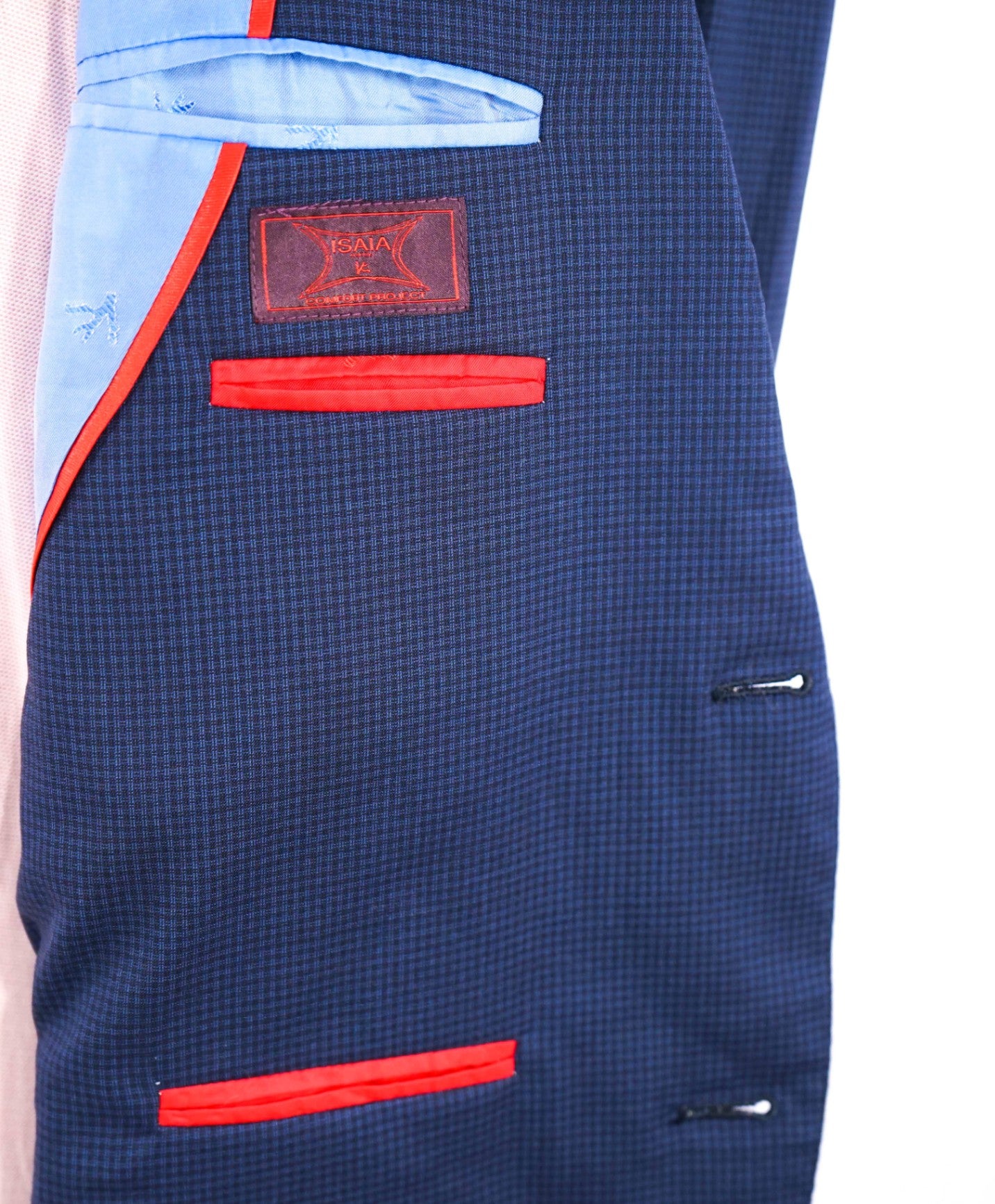 $3,995 ISAIA Navy Blue Check "Comfort Project" Wool/Silk Blazer 44R