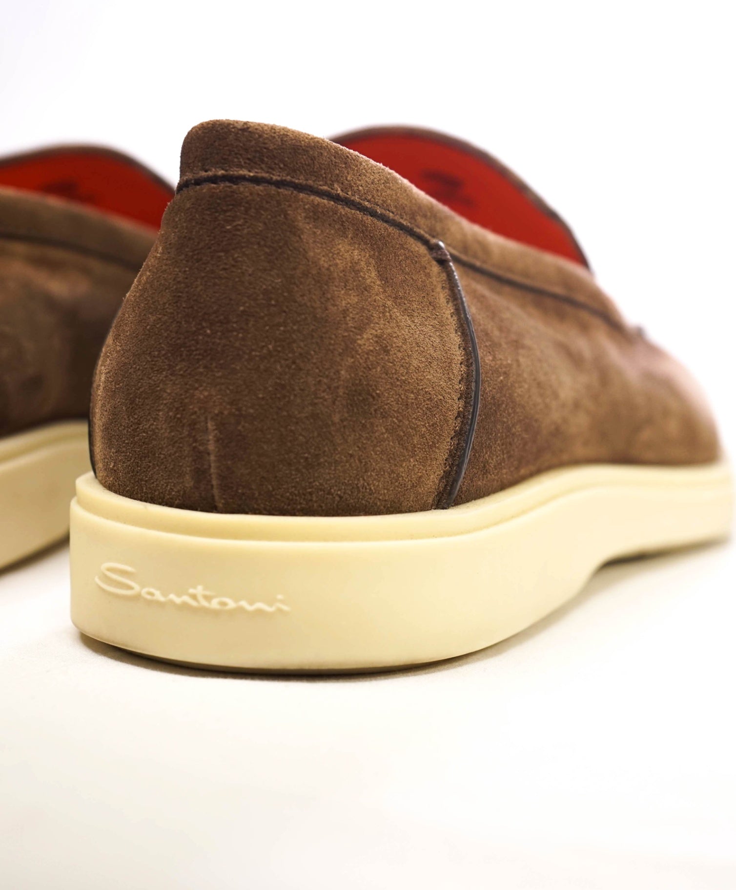 $850 Santoni Brown "SUMMER WALK" Suede Loafers US 8 (7UK)