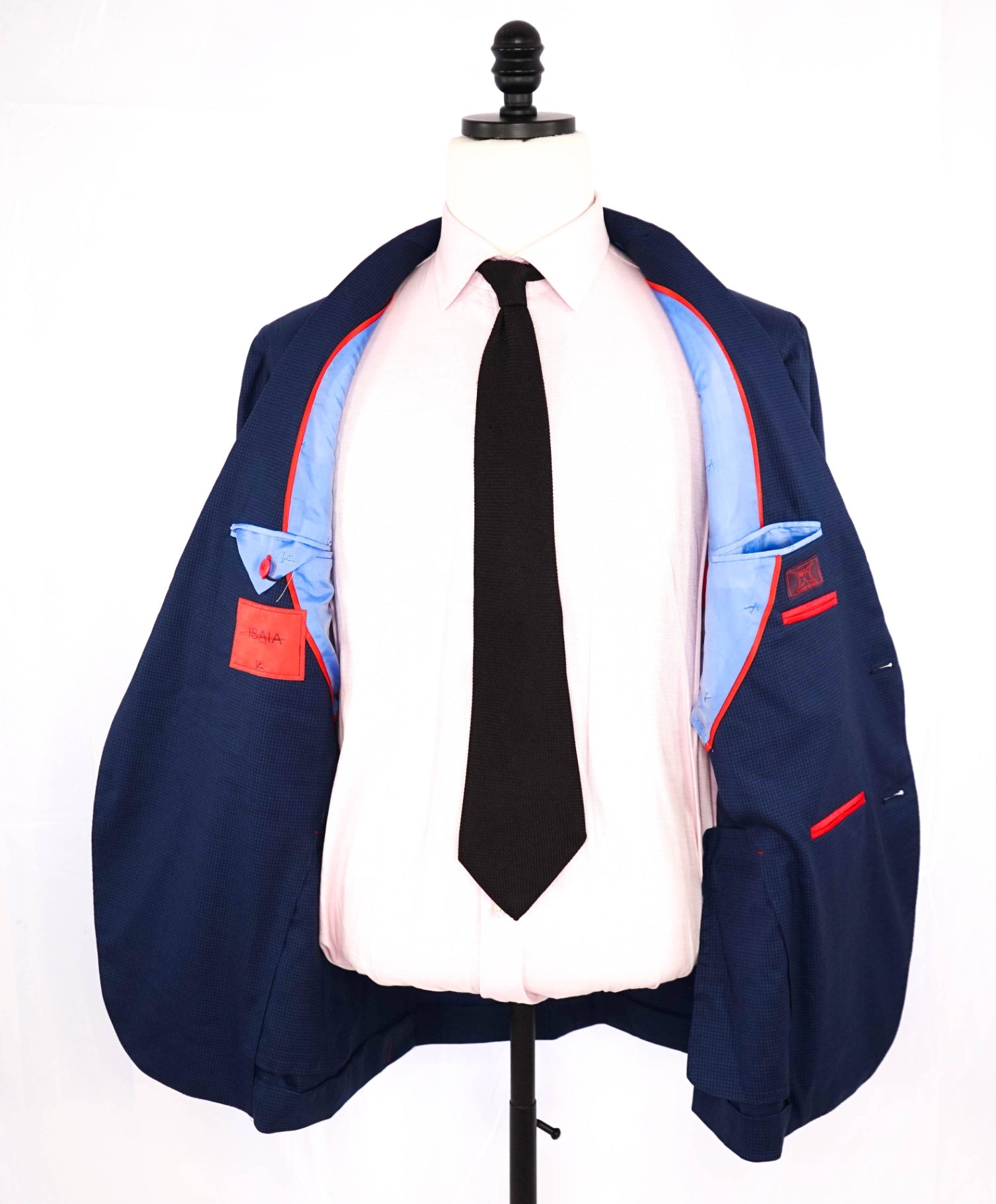 $3,995 ISAIA Navy Blue Check "Comfort Project" Wool/Silk Blazer 44R