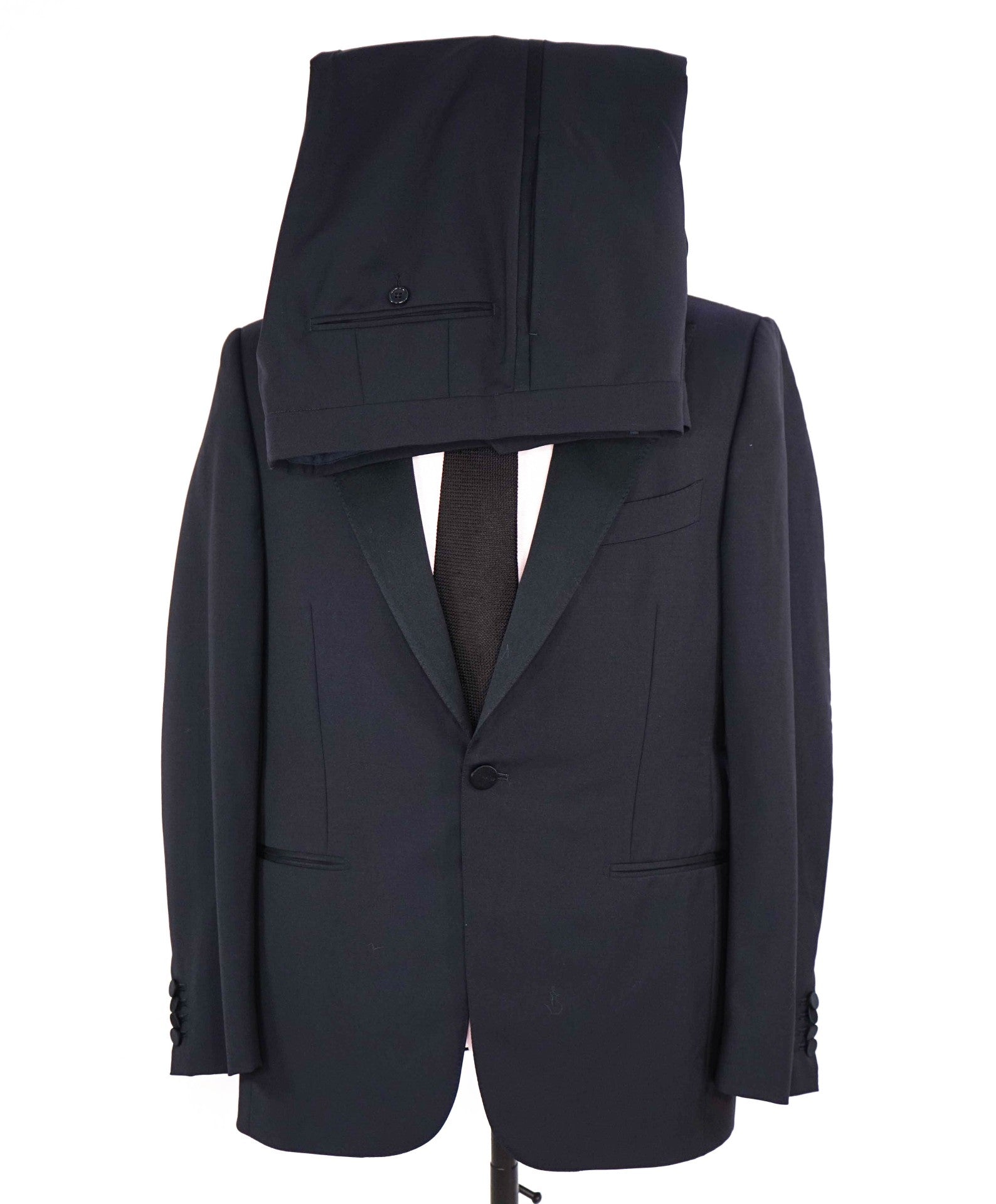 $3,395 ZEGNA Solid Navy Blue Wool/Mohair  "Custom" Tuxedo Suit 38C
