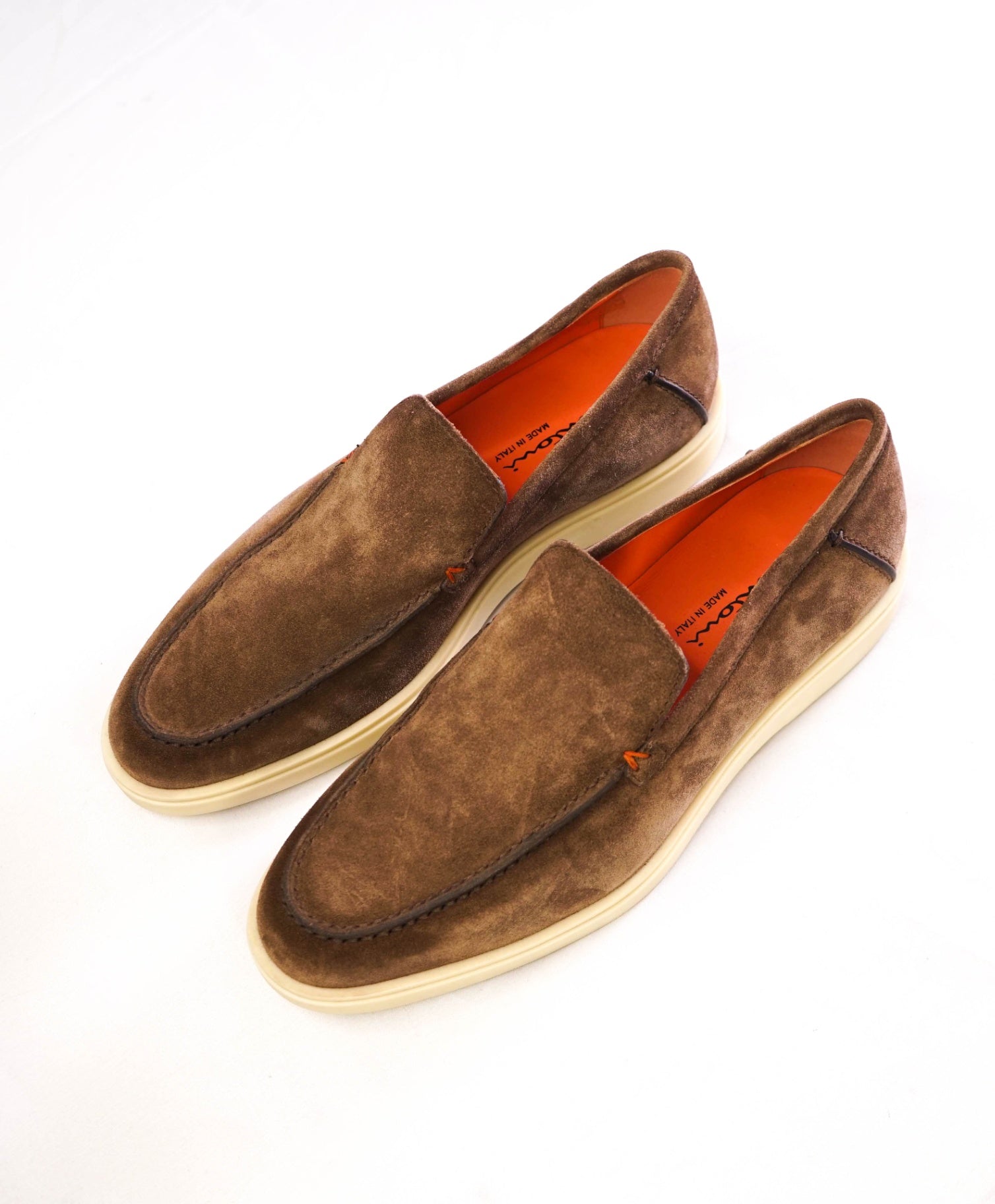 $850 Santoni Brown "SUMMER WALK" Suede Loafers US 8 (7UK)