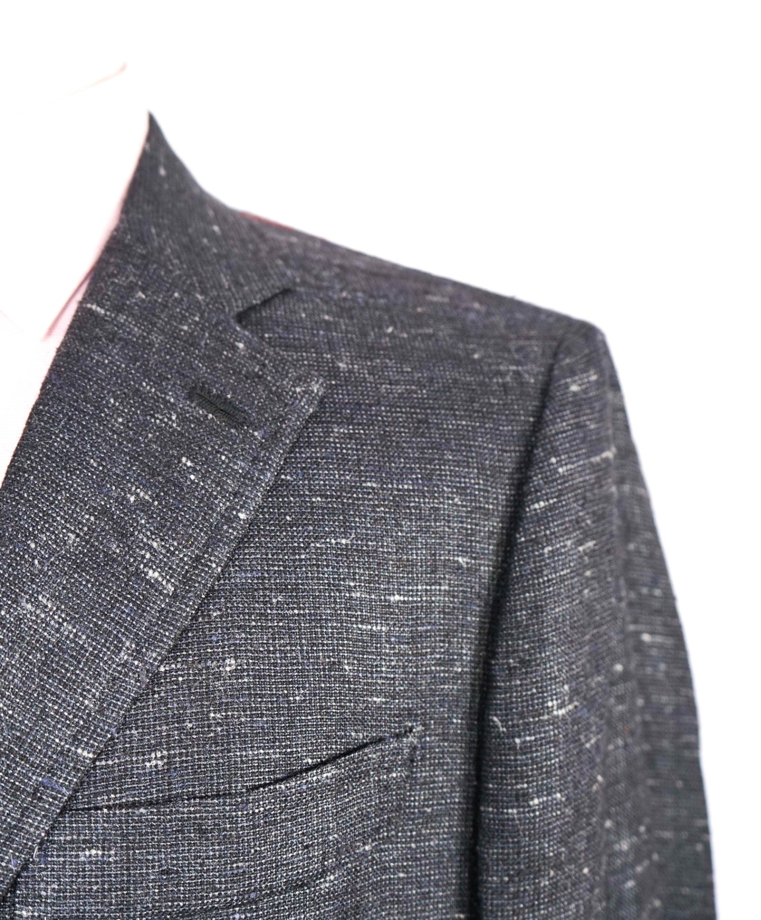 $4,500 ISAIA "Base Capri" Dark Grey Silk/Linen/Wool Blazer 42R