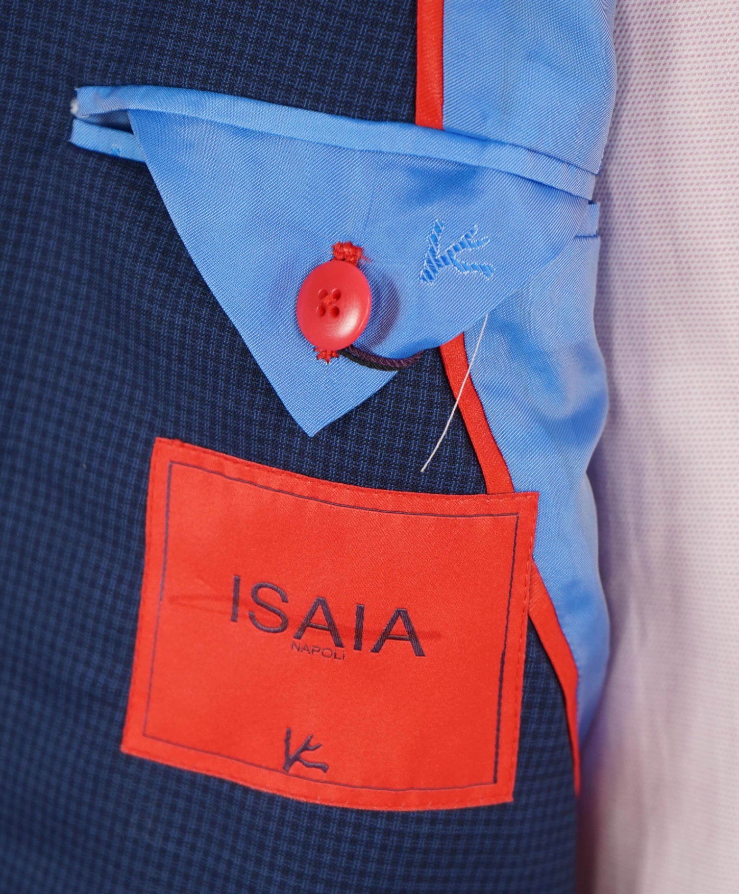 $3,995 ISAIA Navy Blue Check "Comfort Project" Wool/Silk Blazer 44R