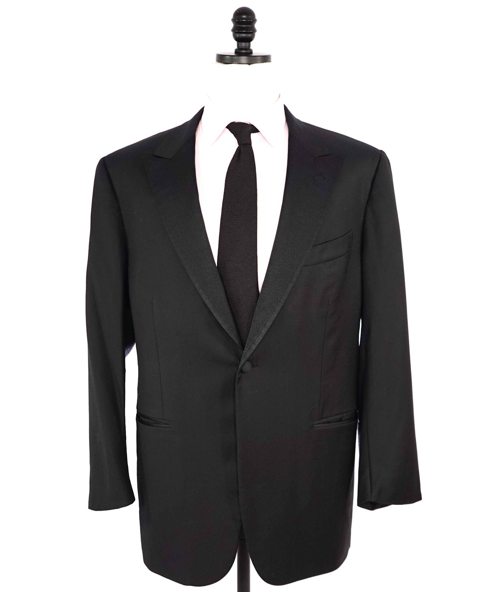 $3,000 ISAIA Solid Black Peak Lapel Tuxedo Dinner Jacket Blazer 48R