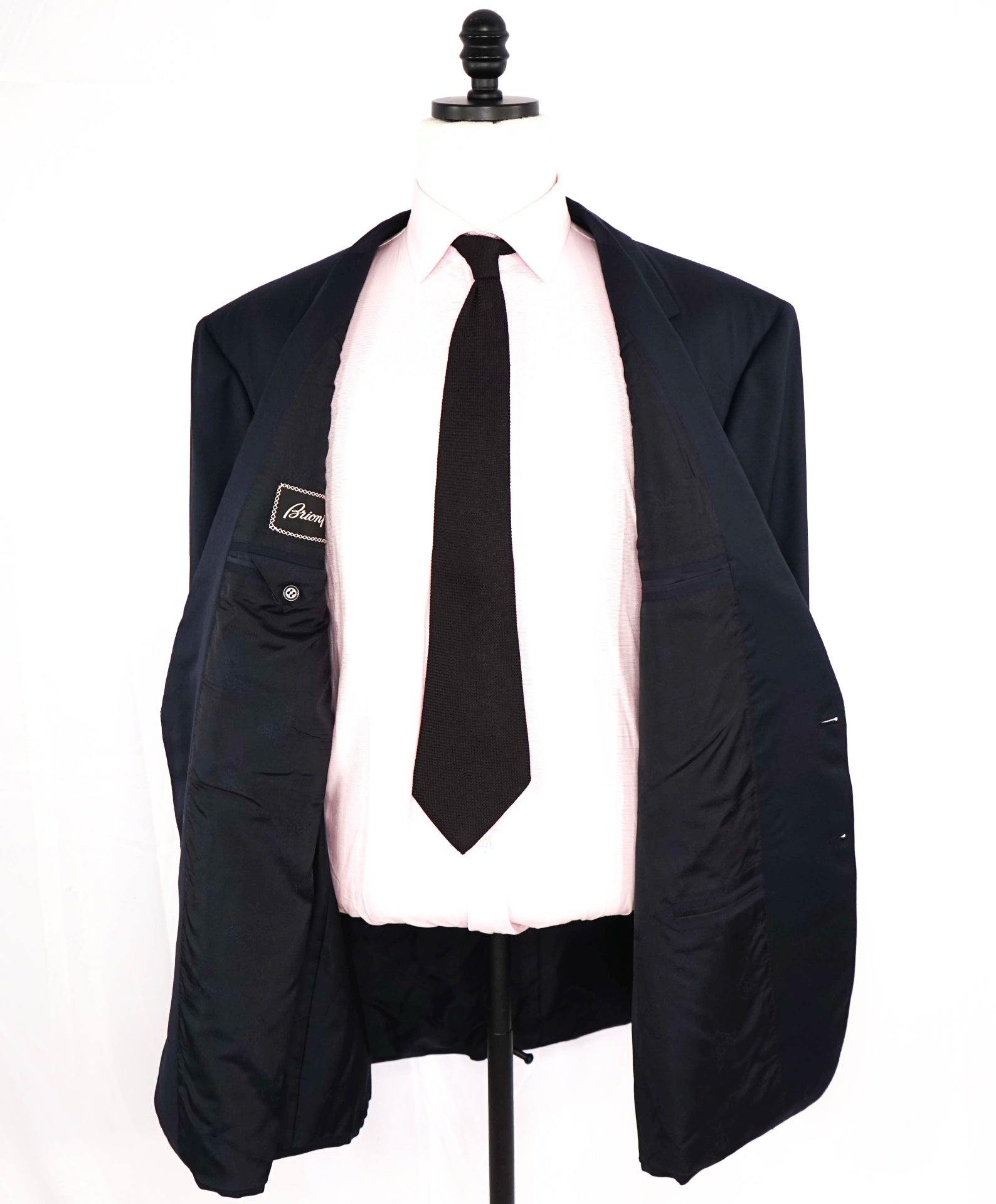 $4,800 BRIONI Solid Navy Blue Wool Blazer 54L