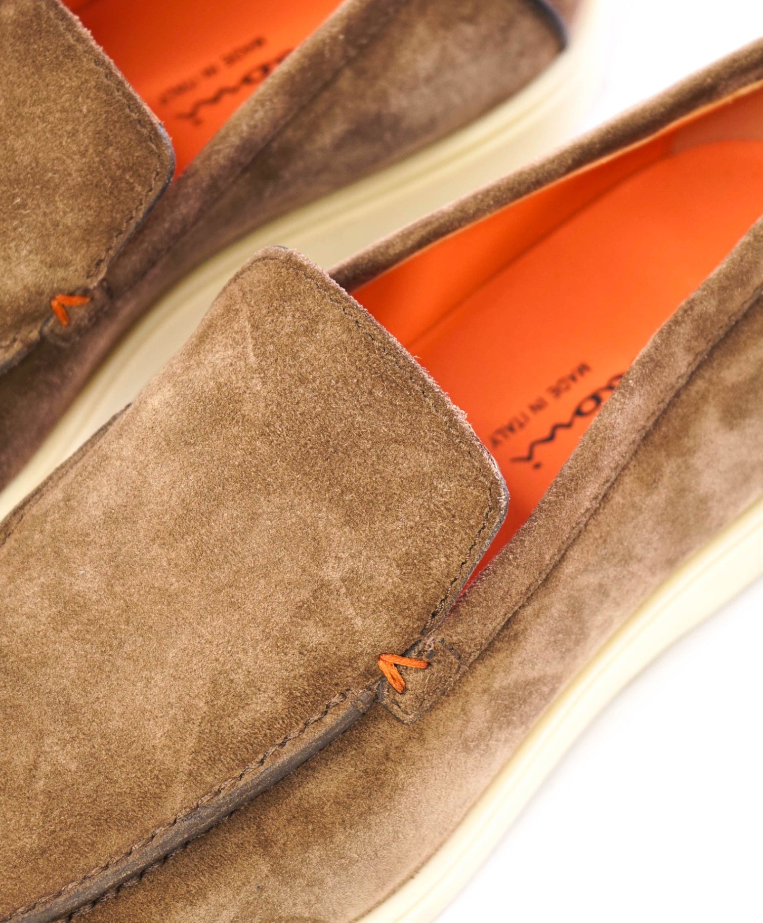 $850 Santoni Brown "SUMMER WALK" Suede Loafers US 8 (7UK)