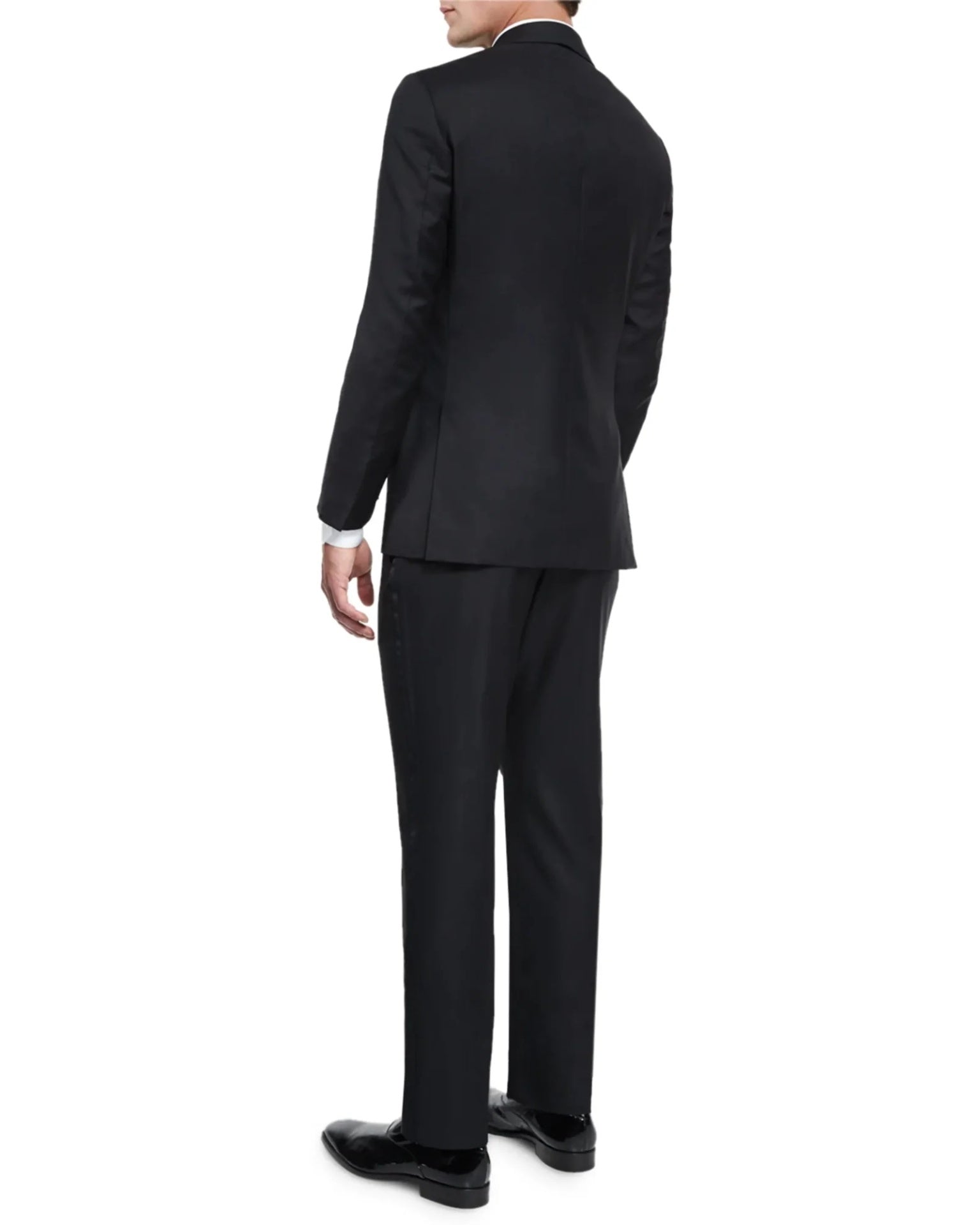 $4,595 ISAIA -"AQUASPIDER" PEAK LAPEL Black Tuxedo- 56R (66EU)