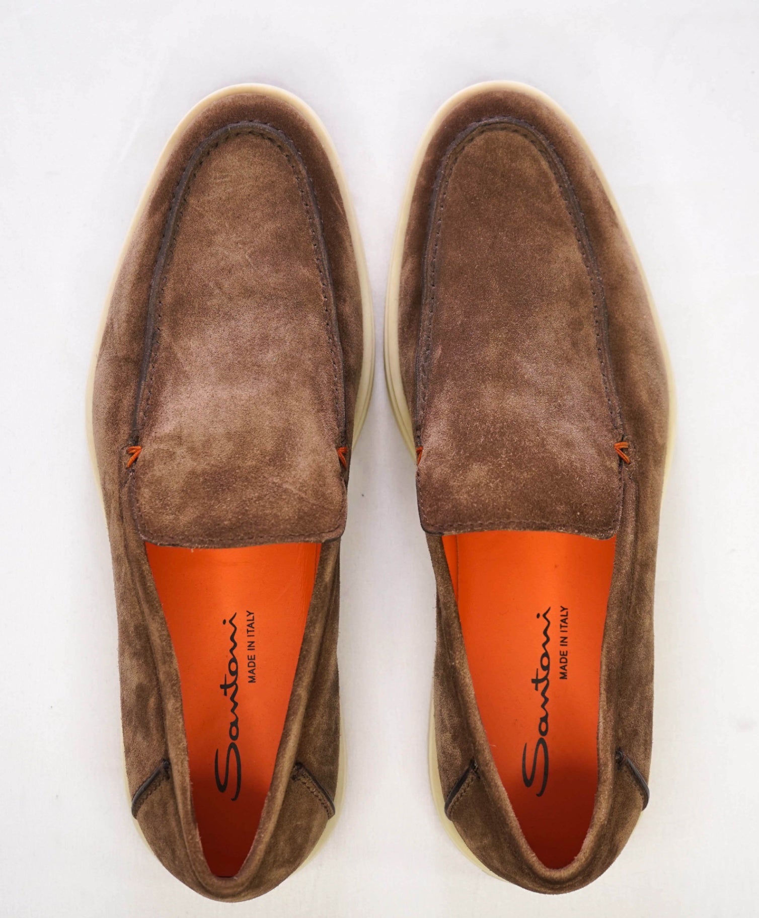 $850 Santoni Brown "SUMMER WALK" Suede Loafers US 8 (7UK)