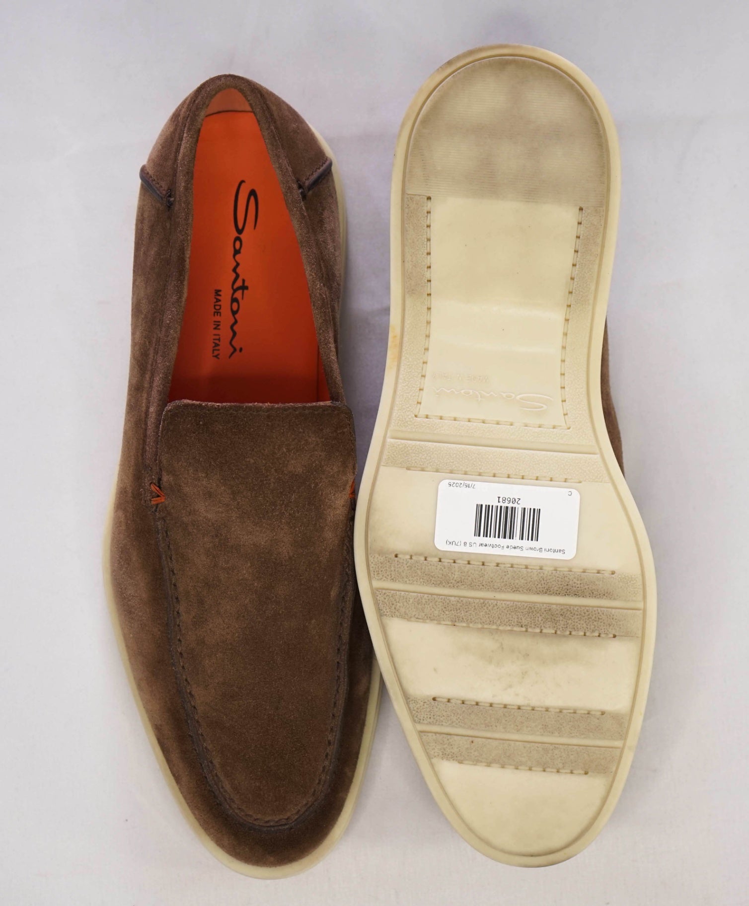 $850 Santoni Brown "SUMMER WALK" Suede Loafers US 8 (7UK)