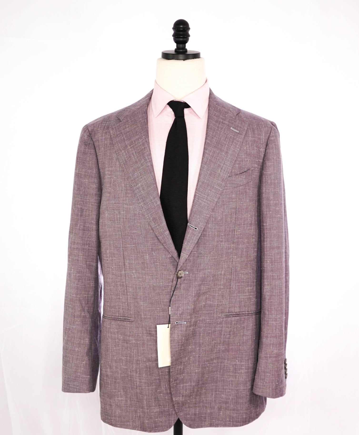 $859 SuitSupply - Textured Purple 3-Btn Wool/Silk/Linen Suit - 46L