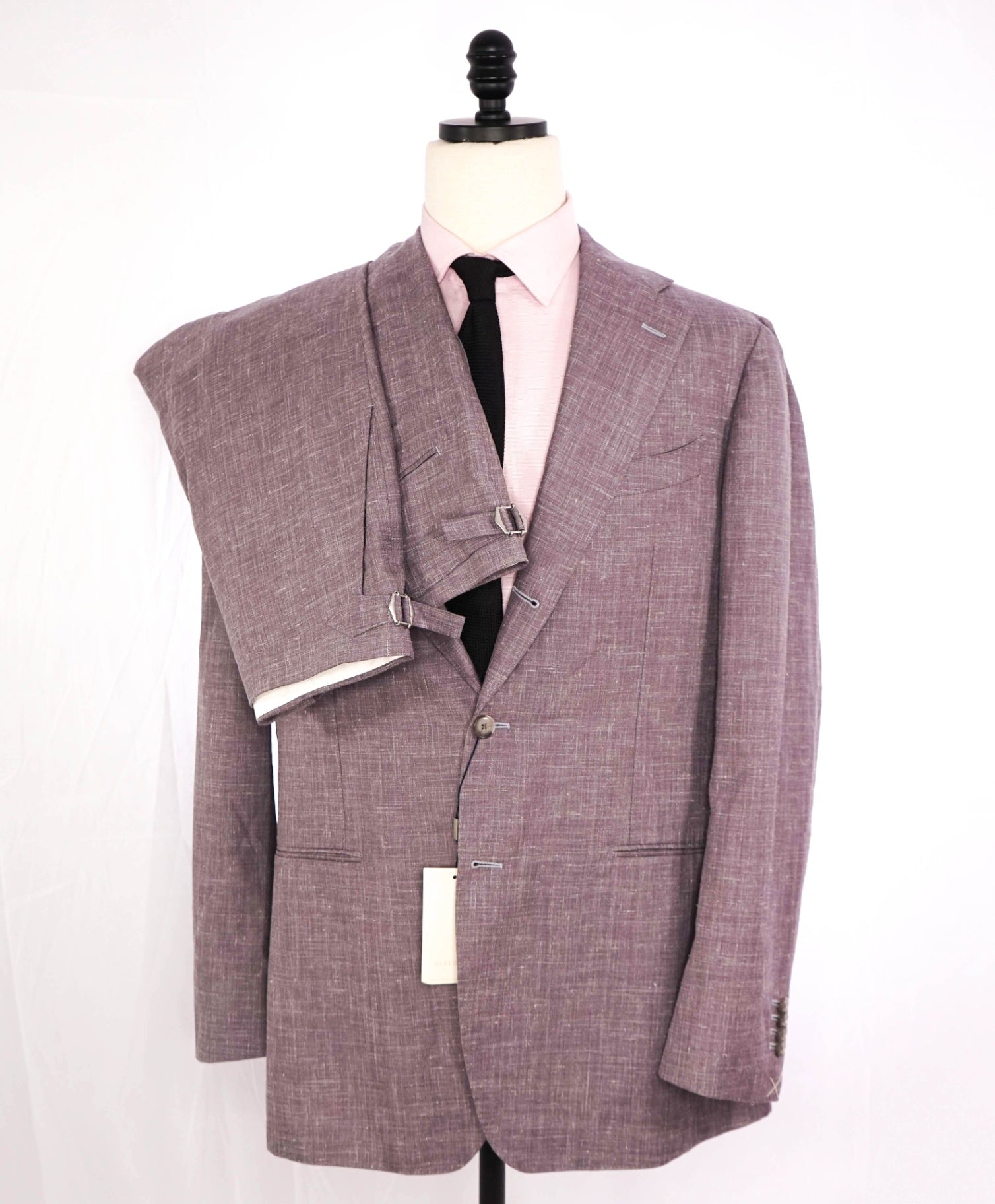 $859 SuitSupply - Textured Purple 3-Btn Wool/Silk/Linen Suit - 46L