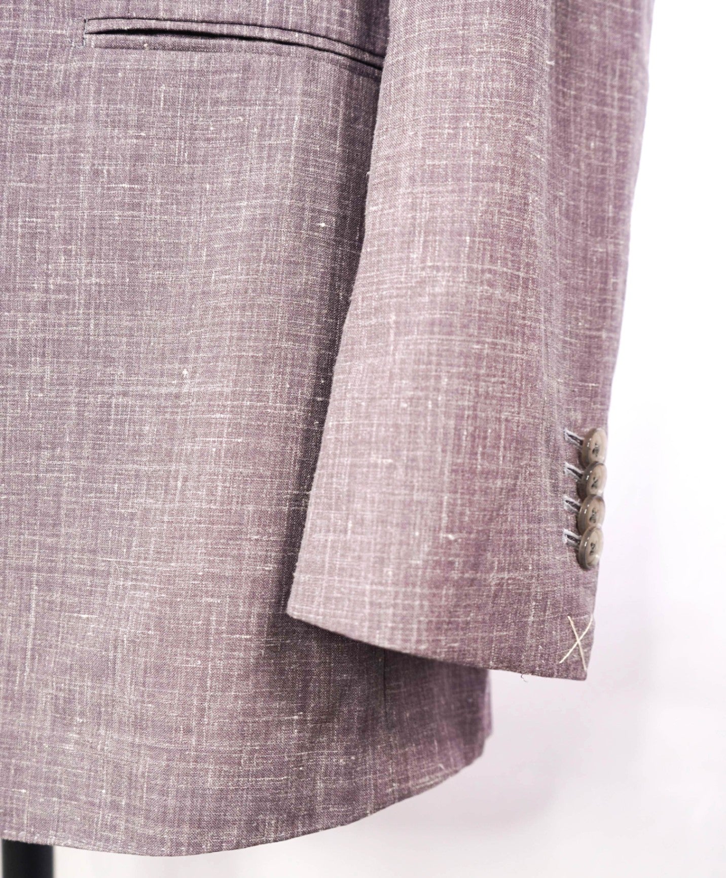 $859 SuitSupply - Textured Purple 3-Btn Wool/Silk/Linen Suit - 46L