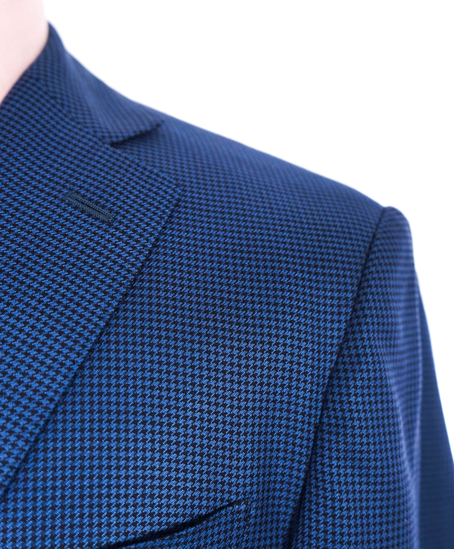 $1,295 RAVAZZOLO - Blue Houndstooth Silk/Wool Blazer - 40R
