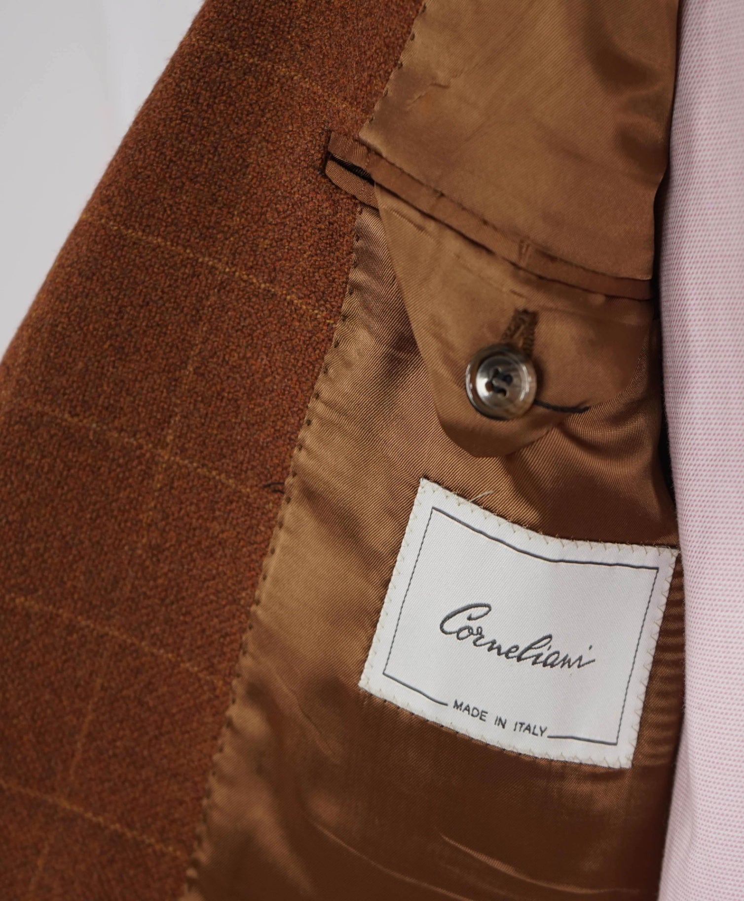 VINTAGE Corneliani - Brown Windowpane Wool/Cashmere Blazer - 40R