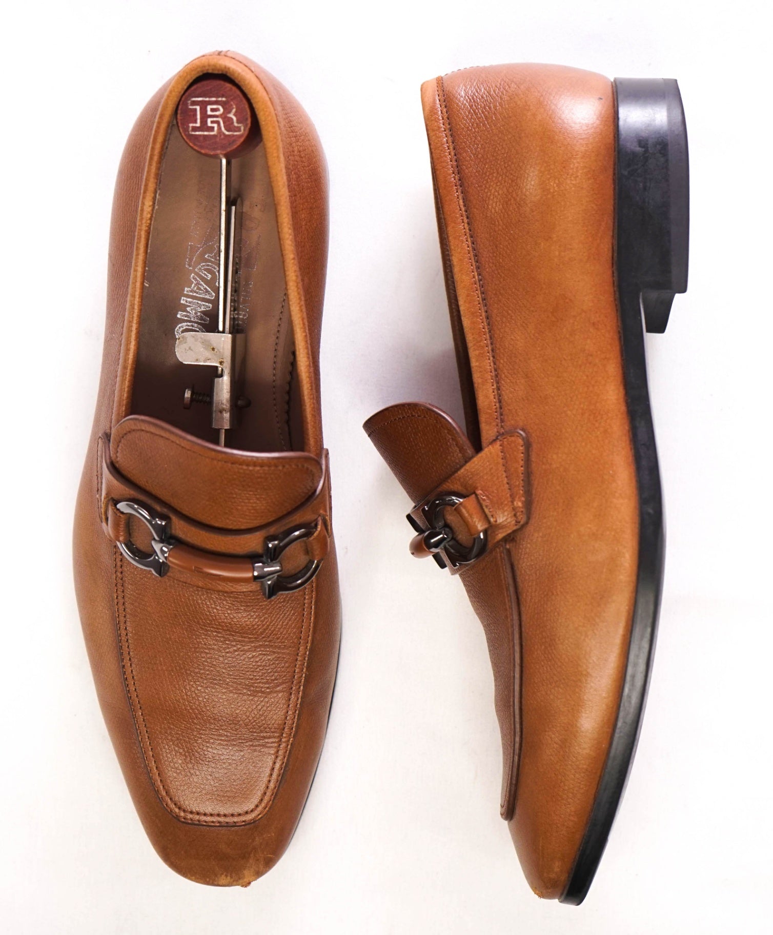 895 Salvatore Ferragamo - W TREES Brown Leather Loafers - 6.5 EE