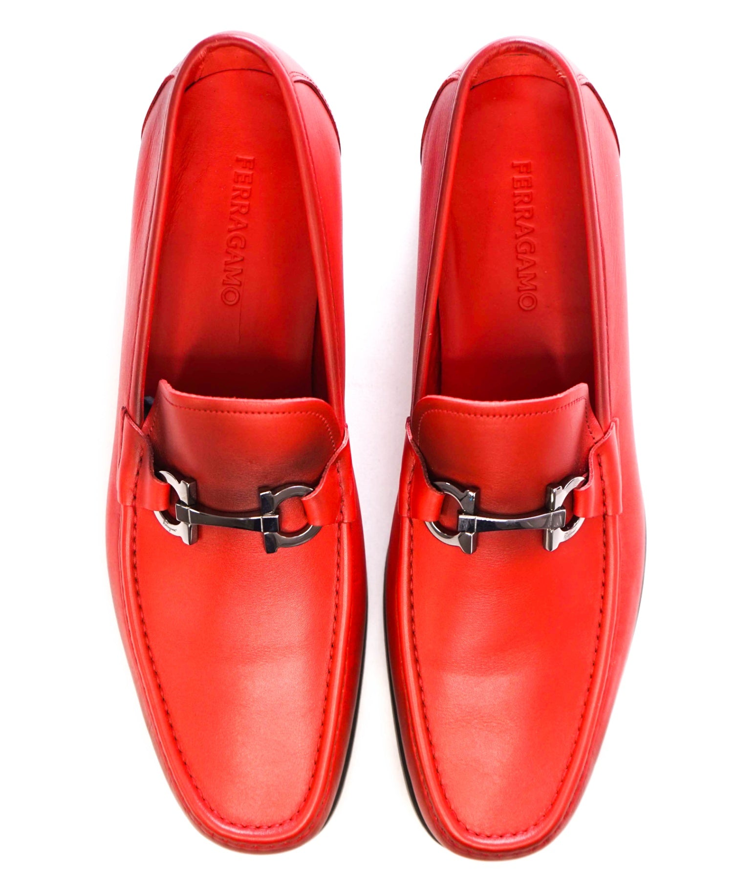 $850 Salvatore Ferragamo "GRANDIOSO" Red Gradient Loafers 12 EE