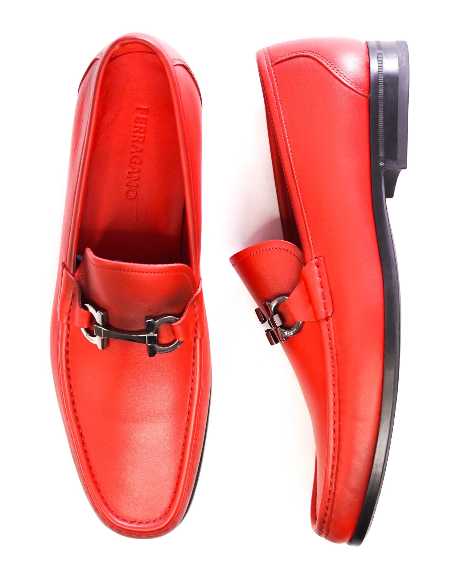 $850 Salvatore Ferragamo "GRANDIOSO" Red Gradient Loafers 12 EE