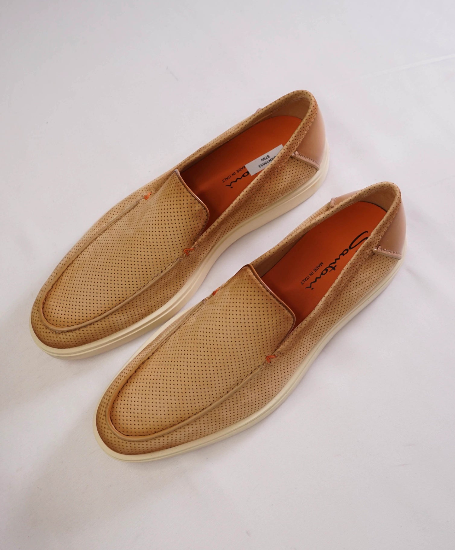 $790 SANTONI Sand Suede "SUMMER WALK" Loafers US 9 (UK8)
