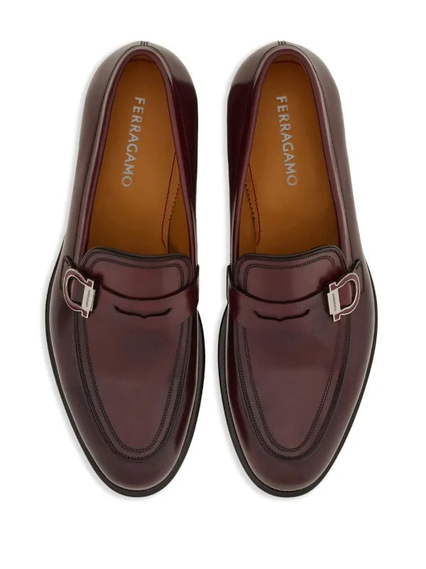 $1,095 FERRAGAMO Burgundy "CANADA" Leather Loafers 11 EE