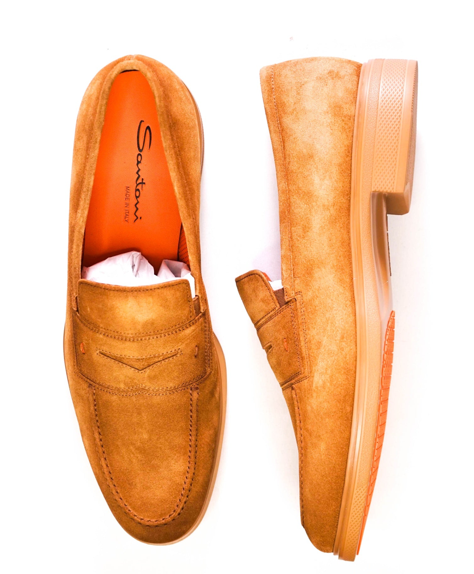 $750 SANTONI "Easy" Light Brown Sand Suede Loafers US 12 (UK11)