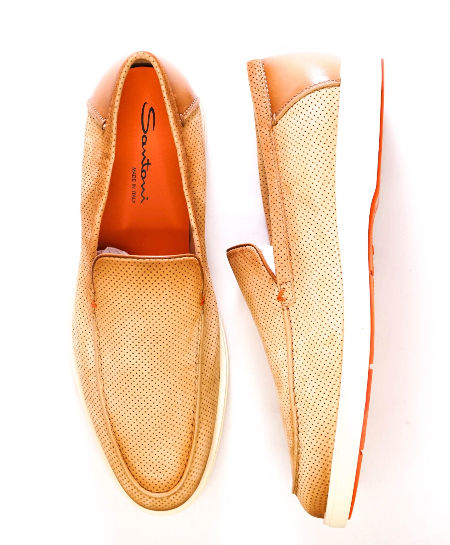 $790 SANTONI Sand Suede "SUMMER WALK" Loafers US 11.5 (UK10.5)