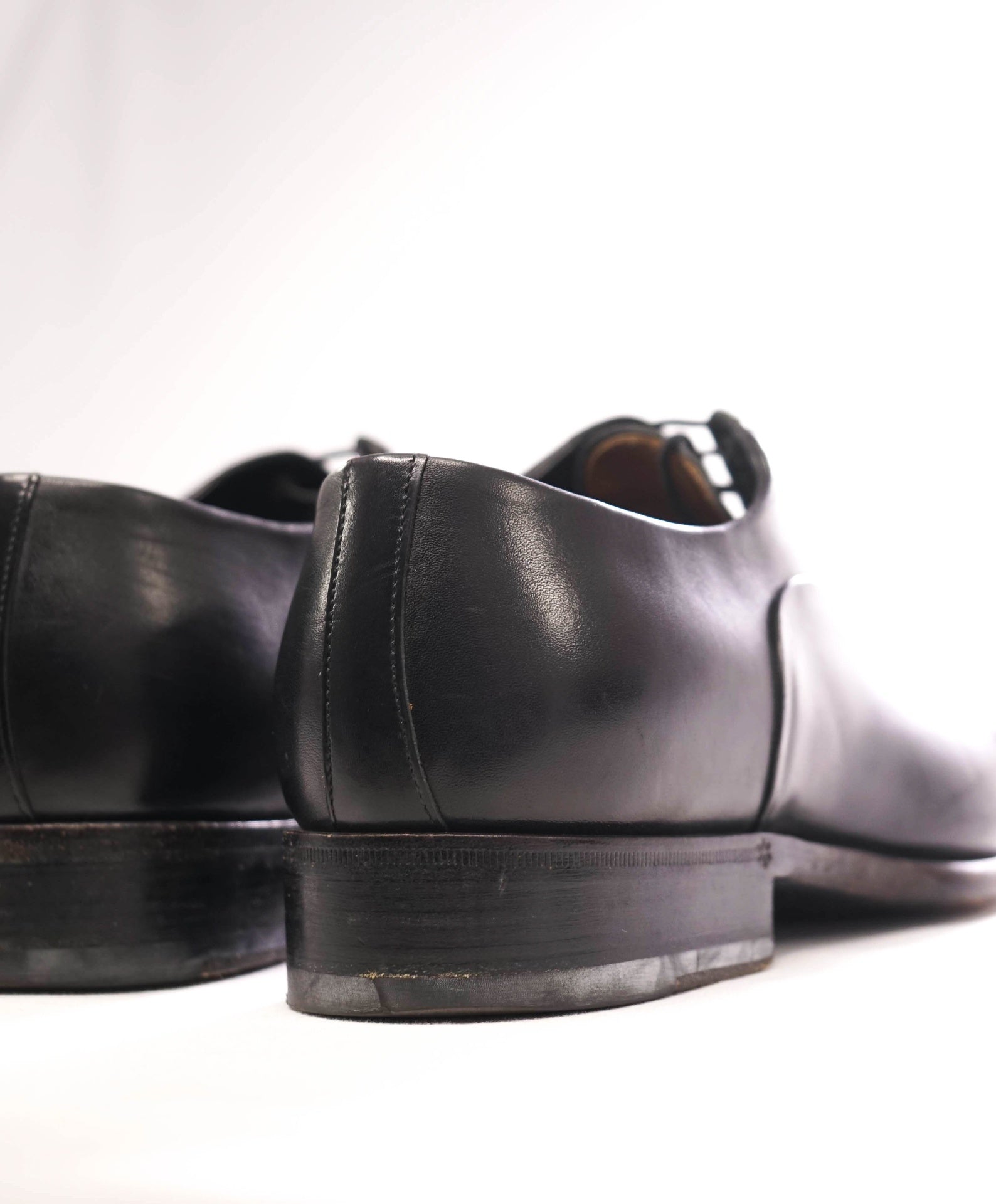 1,320 SANTONI - "GOODYEAR" Black Leather Oxfords - US 7.5 (UK6.5)