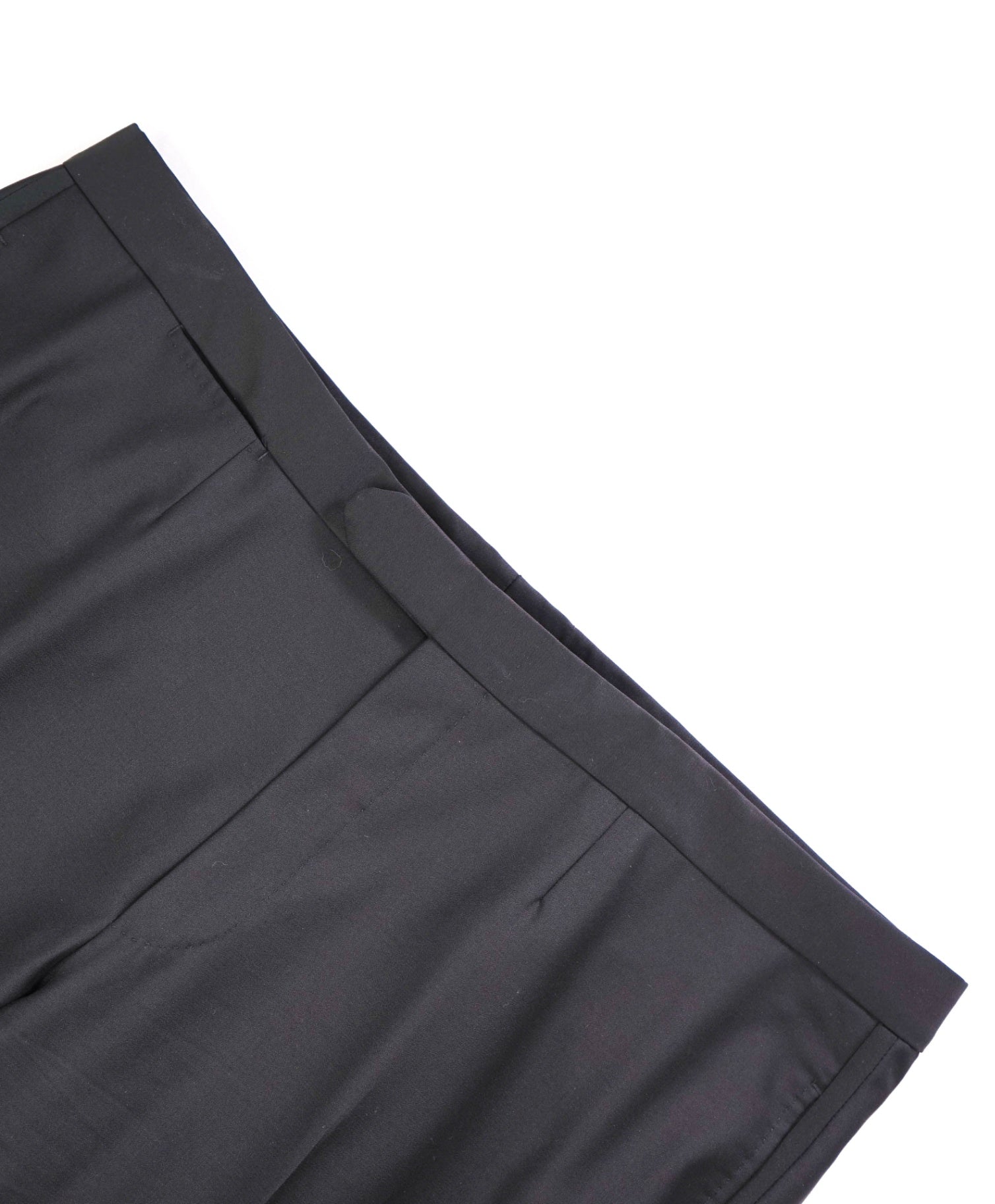 $1,095 ZEGNA "SU MISURA" Solid Black Wool Tuxedo Pants 40W