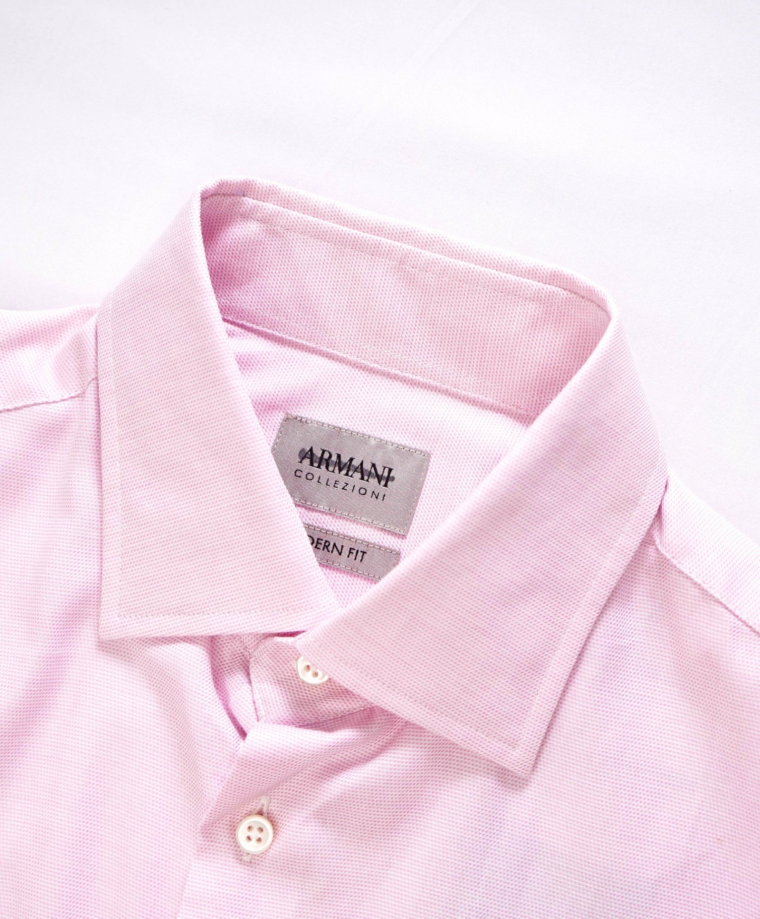 $195 Armani Collezioni - Textured Pink "MODERN FIT" Cotton Shirt - 15.5 M