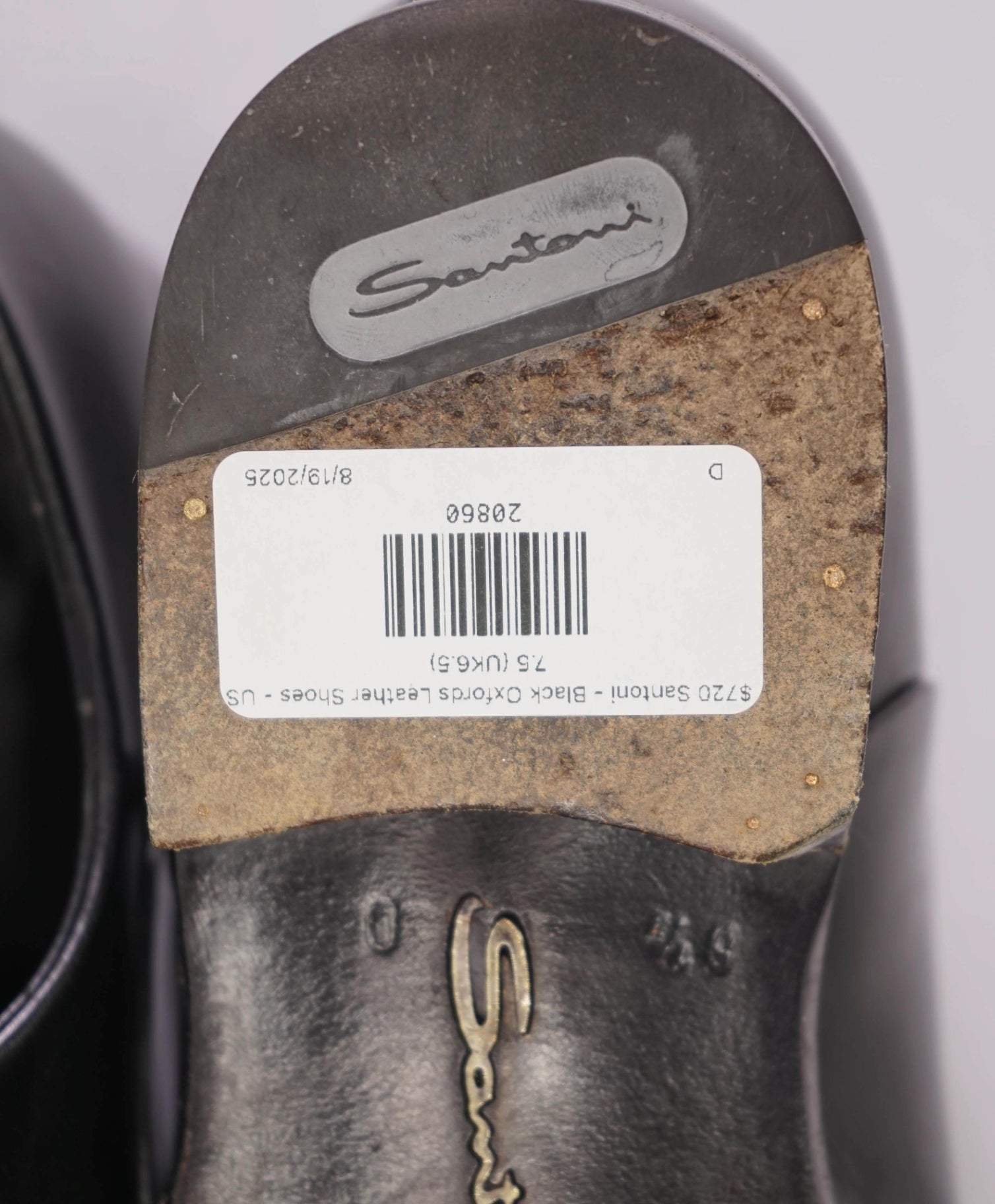 1,320 SANTONI - "GOODYEAR" Black Leather Oxfords - US 7.5 (UK6.5)