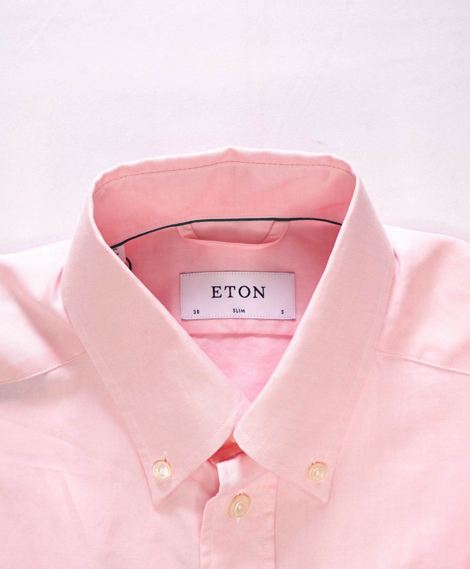 $295 ETON - Solid Pink "SLIM FIT" Oxford Cotton Shirt - S