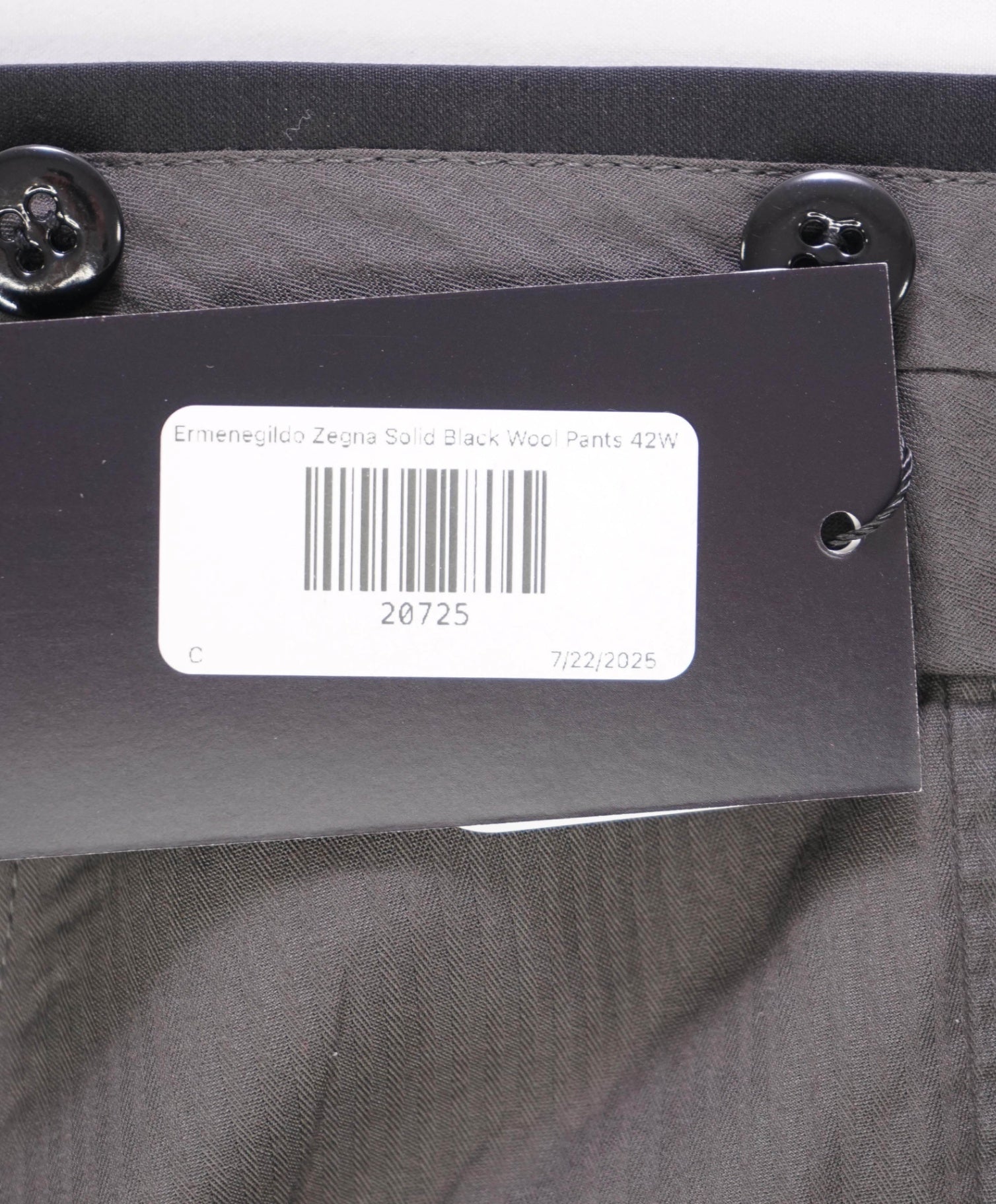 $1,095 ZEGNA "SU MISURA" Solid Black Wool Tuxedo Pants 40W