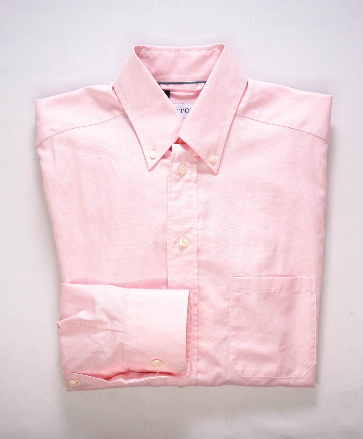$295 ETON - Solid Pink "SLIM FIT" Oxford Cotton Shirt - S