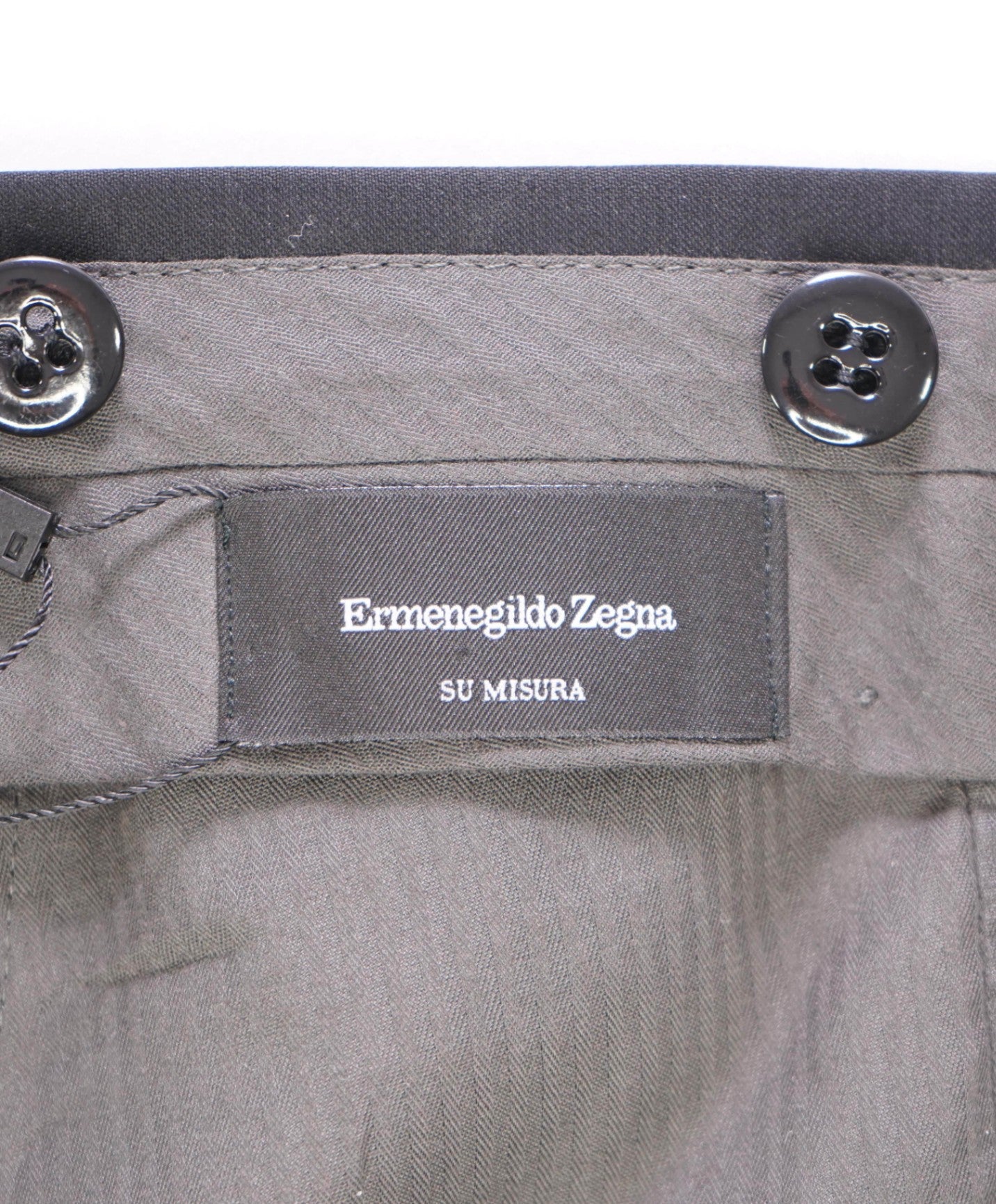 $1,095 ZEGNA "SU MISURA" Solid Black Wool Tuxedo Pants 40W