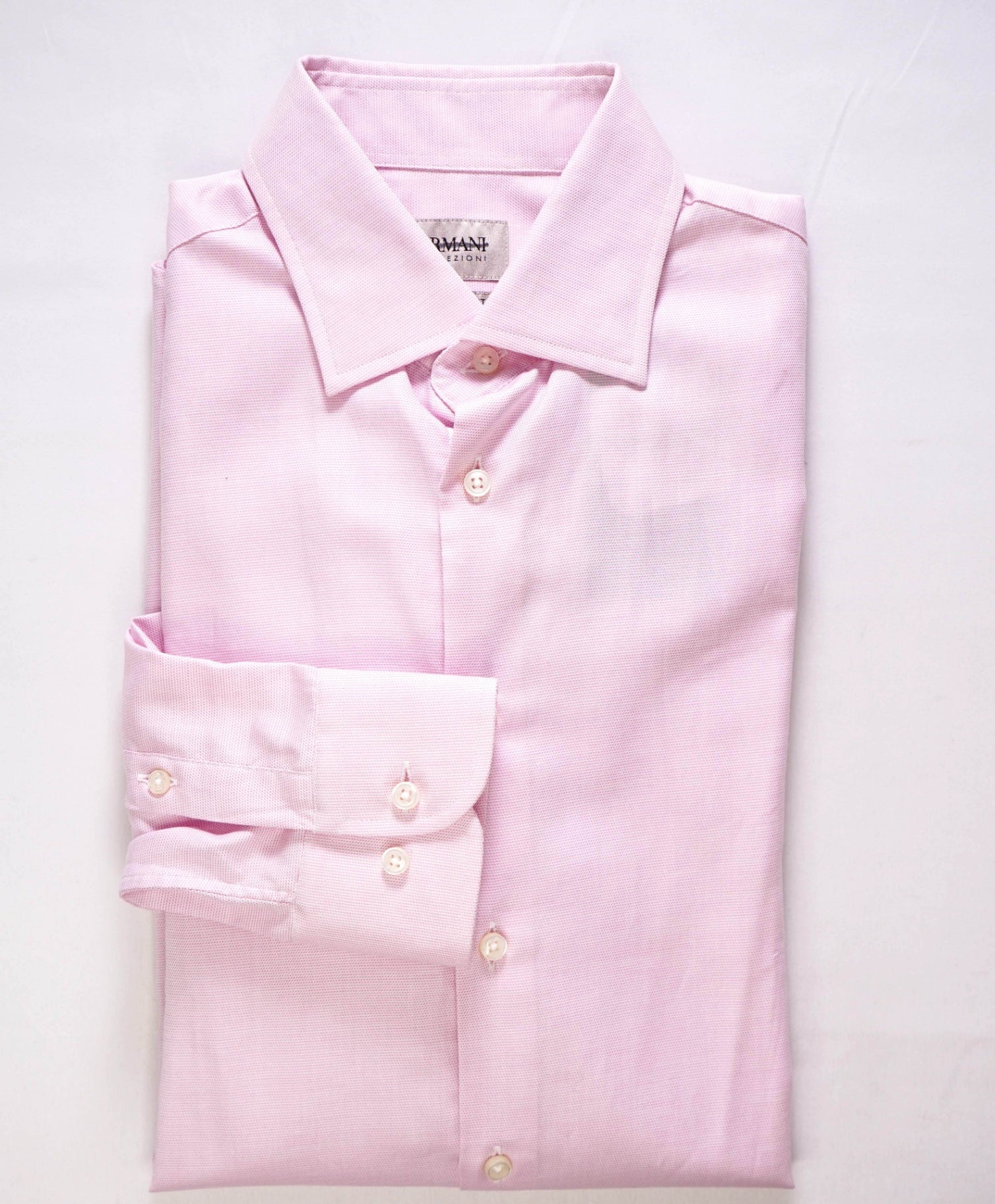 $195 Armani Collezioni - Textured Pink "MODERN FIT" Cotton Shirt - 15.5 M