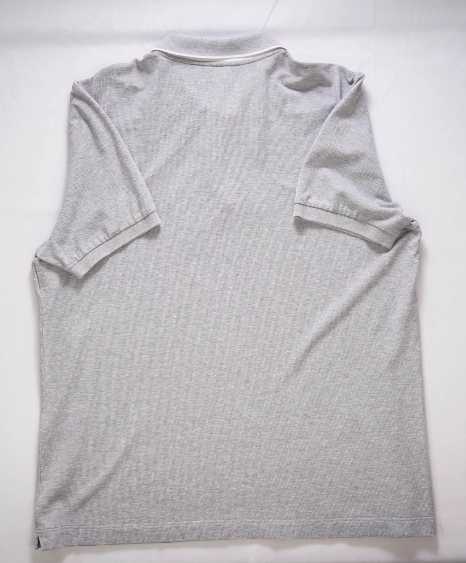 $460 FERRAGAMO - Textured Light Gray Polo Cotton Shirt - L