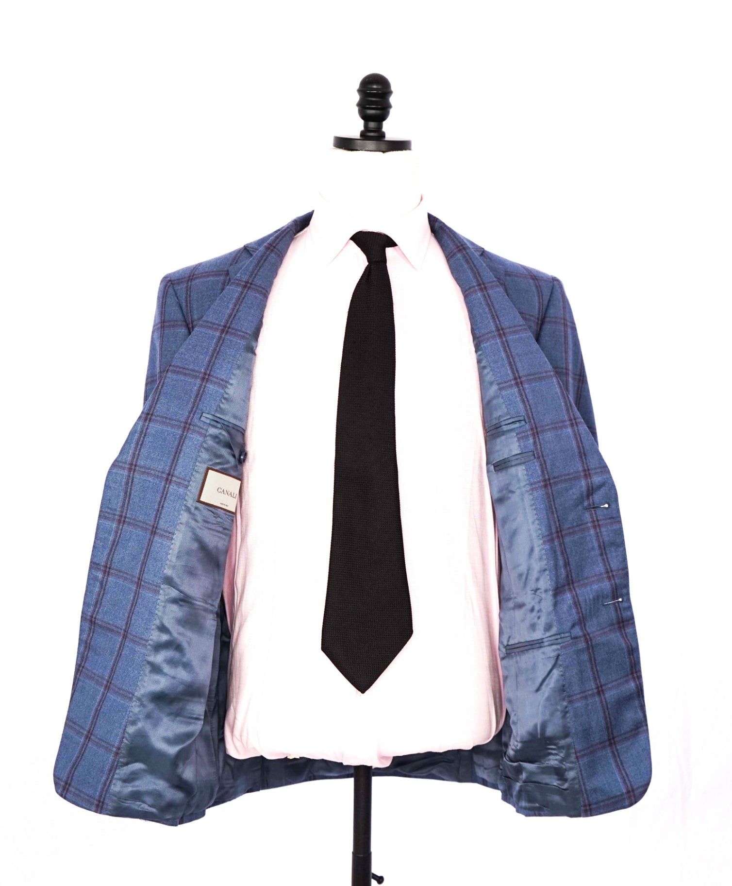 $1,850 Canali - Blue/Purple Plaid Wool 2-Btn Blazer - 40R