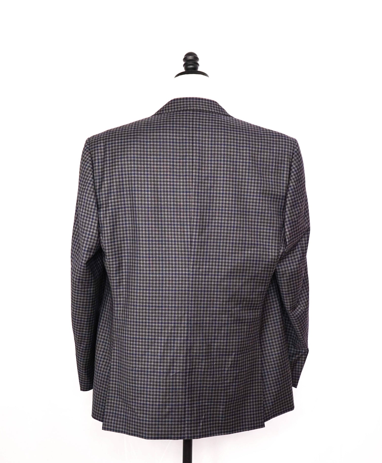 $1,895 Canali - Gray/Navy Gingham Wool Blazer - 48R