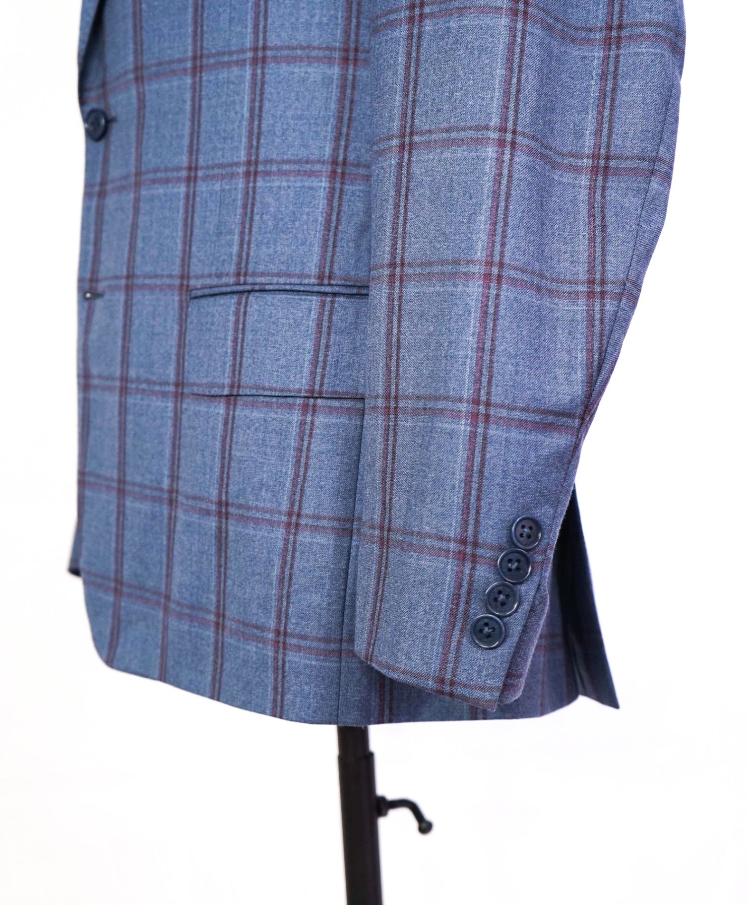 $1,850 Canali - Blue/Purple Plaid Wool 2-Btn Blazer - 40R